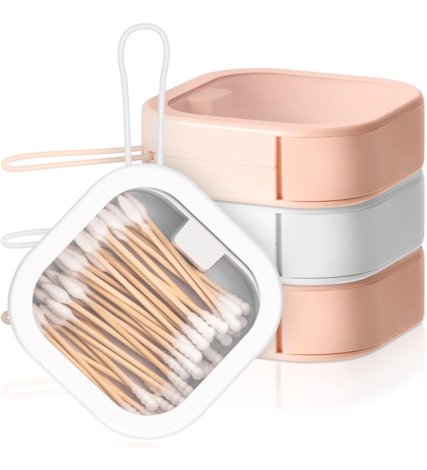 Kathfly 4 Pcs Hair Tie Organizer - Portable Stackable Hair Accessory Storage Container in Pink and White - Buy Online on GoSupps.com