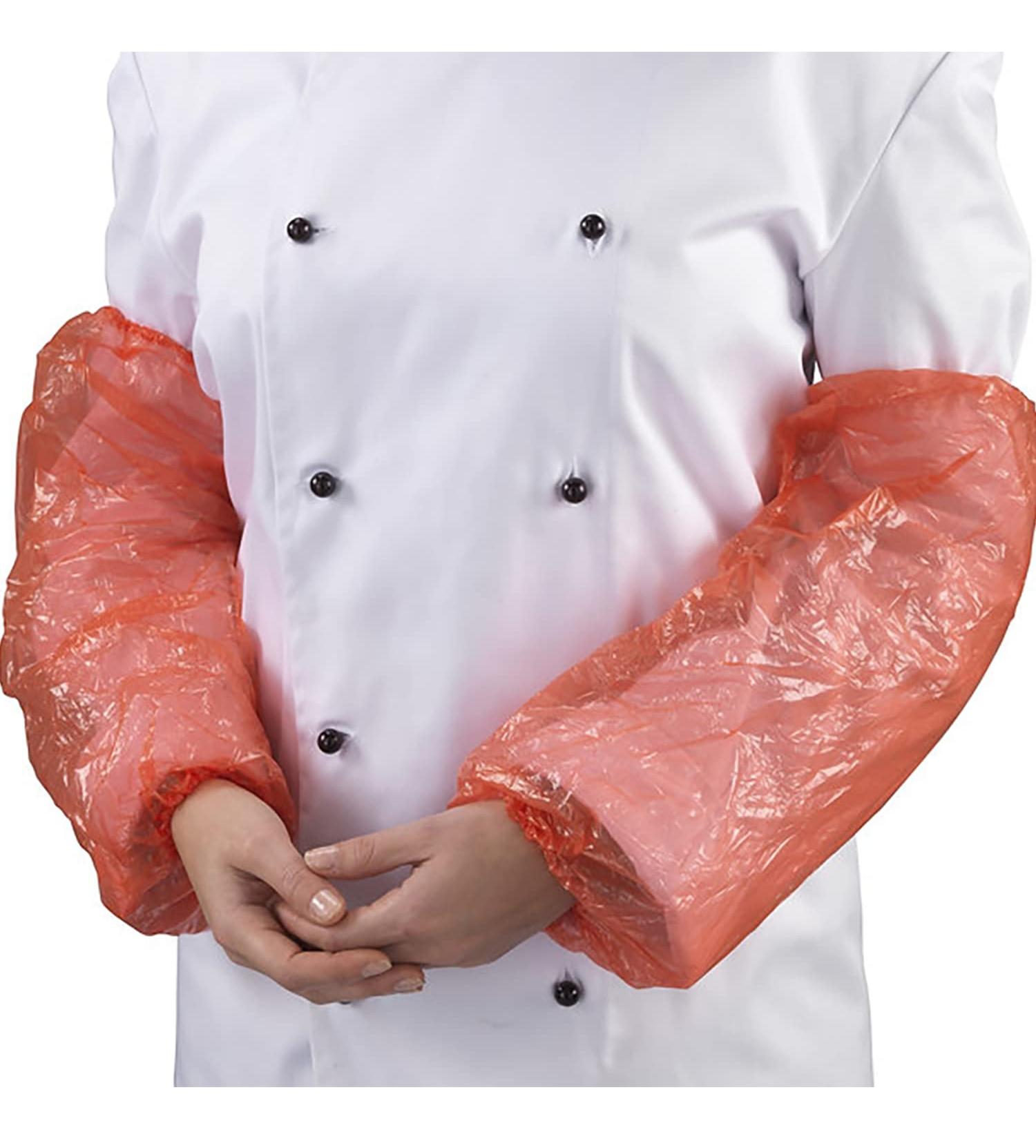 50 x Simply Direct Red Poly Polythene Disposable Latex Free Oversleeves with Elastic Cuffs (40cm x 40cm - 15.7" x 15.7") 50 Red
