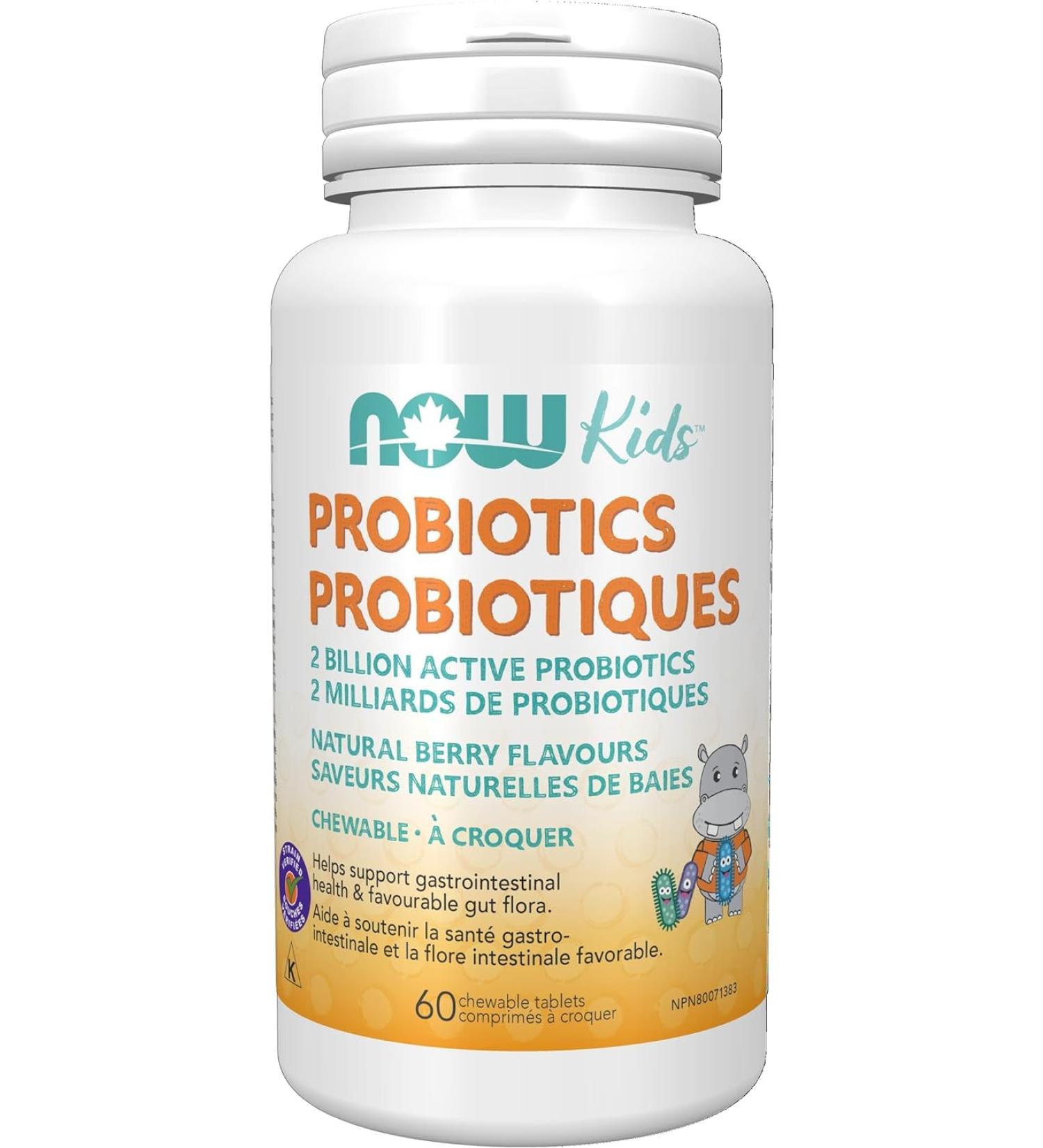 NOW Supplements Kids Probiotic (formerly BerryDophilus ) with 2 Billion 10 Probiotic Strains Xylitol Sweetened Strain Verified Chewable Tablets 60 Count - Buy Online on GoSupps.com