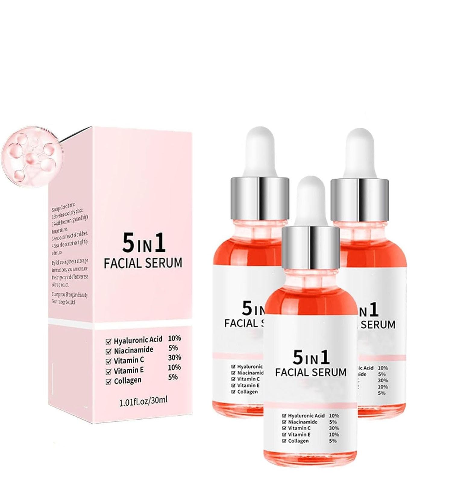 FLLUOUZH 3 Pieces Skin Vitamin Serum 5in1 AntiWrinkle Firming Serums for Face and Body Wrinkle Lifting and Firming Essence Nourishing and Moisturizing Reduces Fine Lines - Buy Online on GoSupps.com