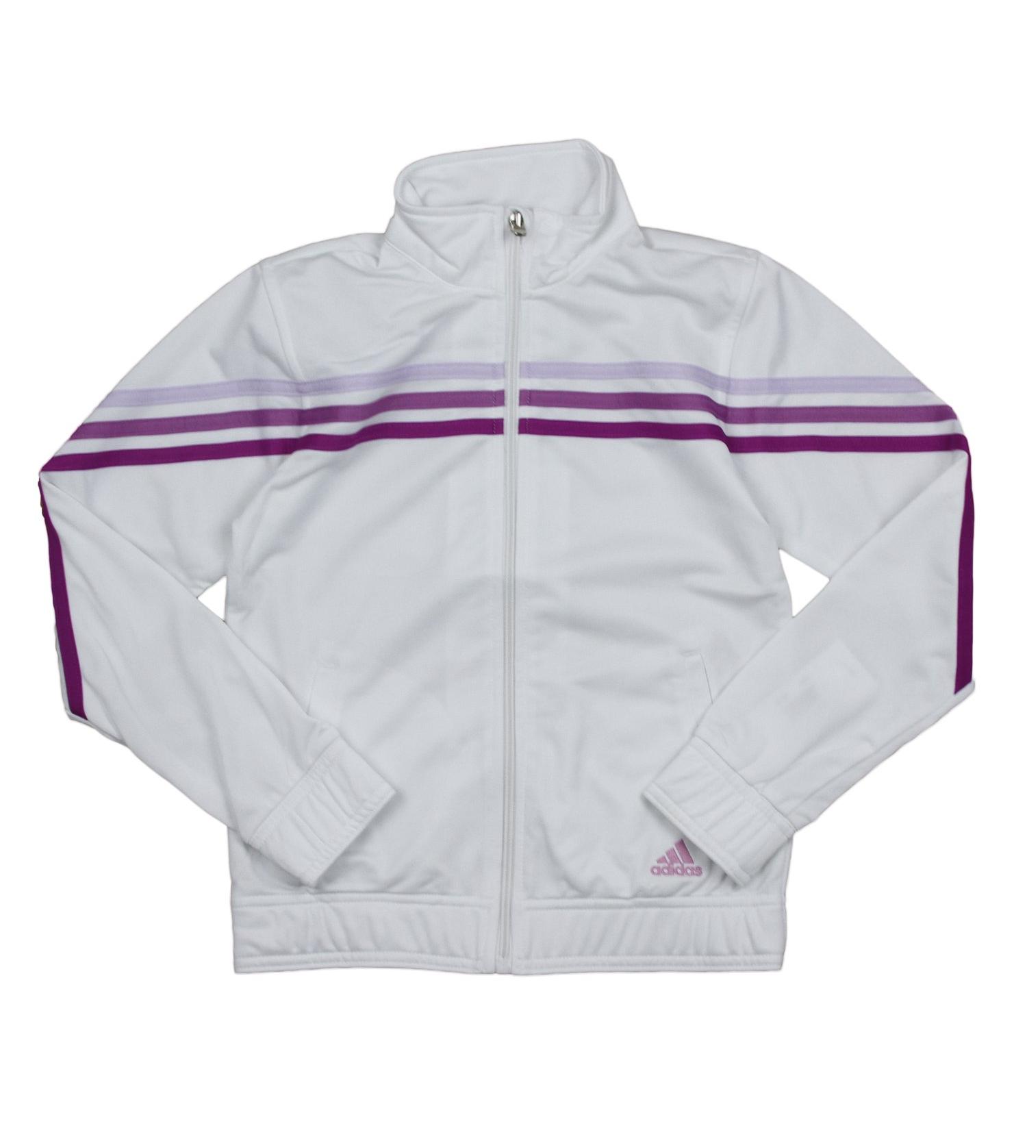 adidas Girls (Youth 7-16) Pursuit Full Zip Striped Track Jacket 14 White