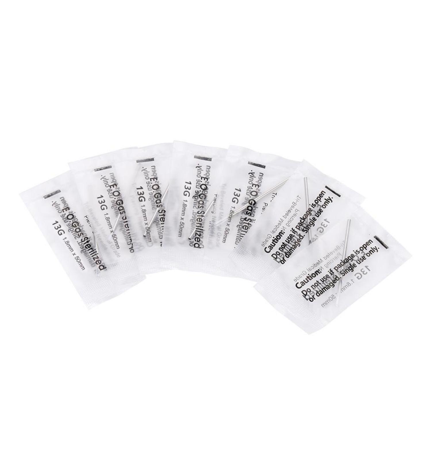 100 Pcs 13G Stainless Steel Body Piercing Needles - Sterile Disposable Piercing Needles for Ear, Nose, Navel, Nipple, Lip - Professional Grade - Buy Online on GoSupps.com