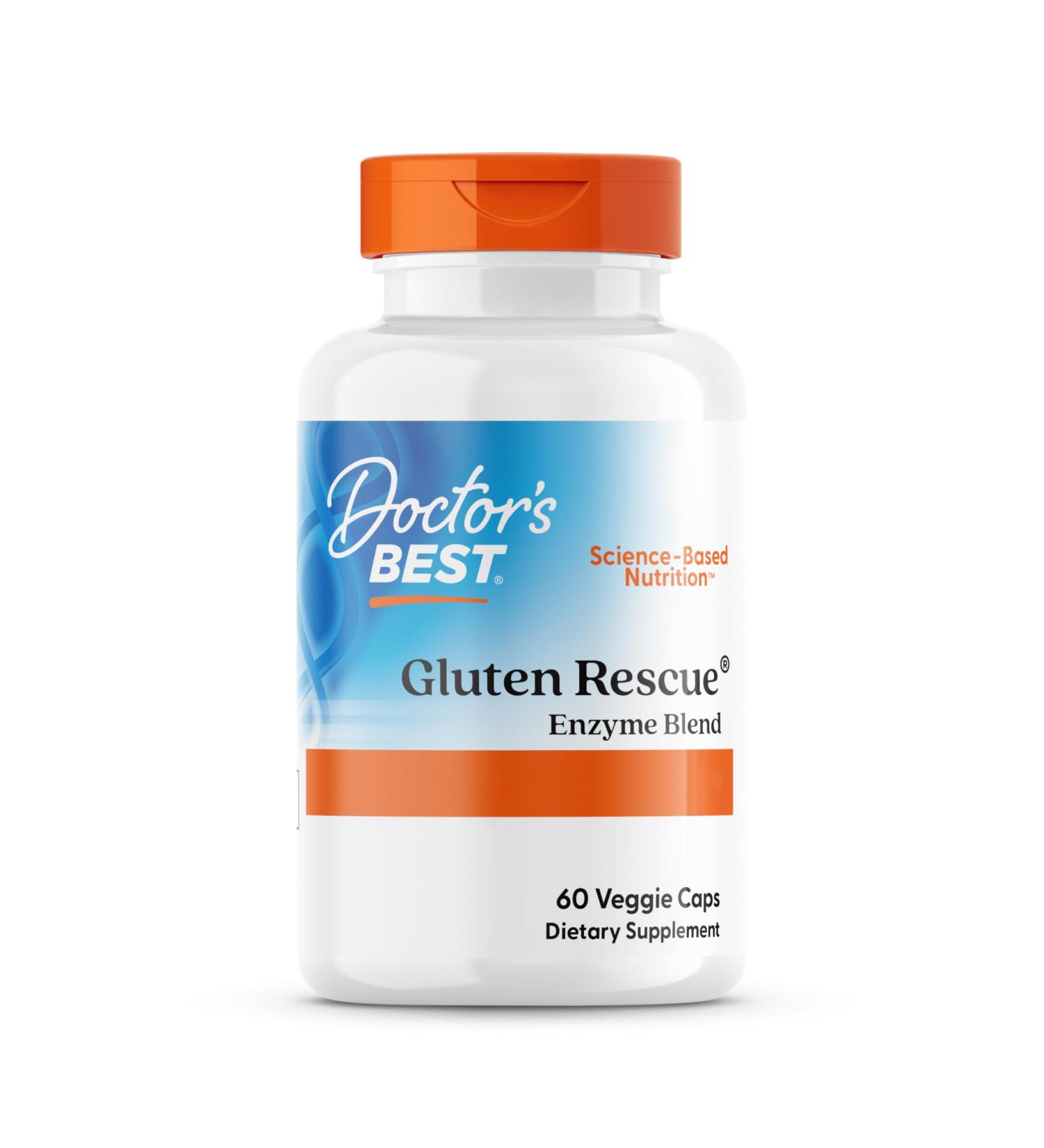 Doctor's Best Gluten Rescue with Glutalytic Enzyme Complex 60 Vegan Gluten Free Soy Free Vegetarian Non-GMO - Buy Online on GoSupps.com