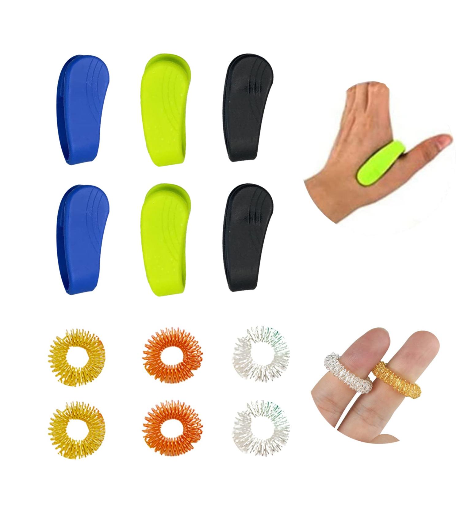 12 Pieces Acupressure Clip & Ring Set - Hand Massager Migraine Relief Anti-Stress Finger Massage - International Shipping Available - Buy Online on GoSupps.com