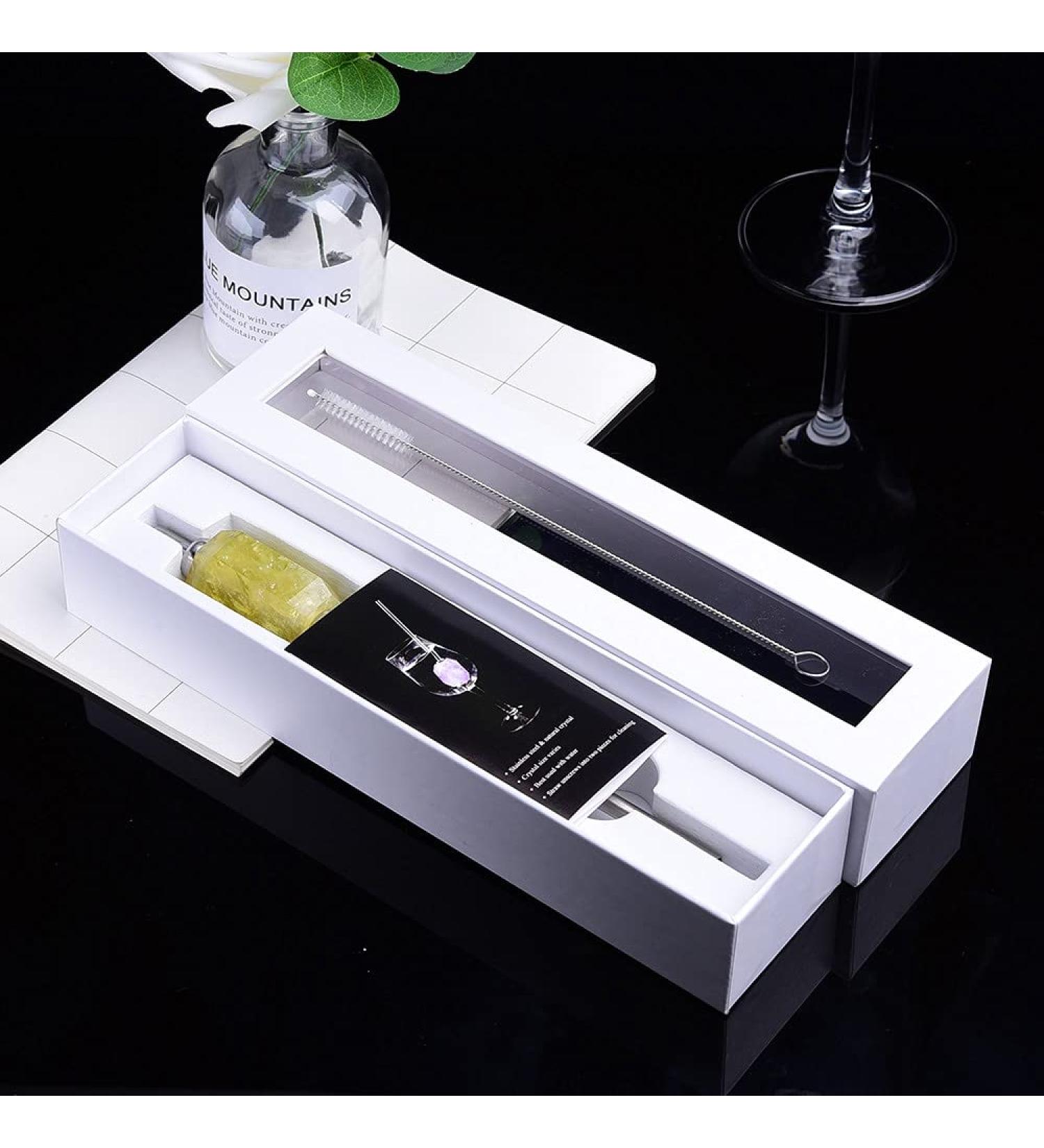 for Natural Crystal Citrine Stone Straw 18/8 Stainless Steel Reusable Straws for Drinking with Cleaner Brush Gift ERTEYIN - Buy Online on GoSupps.com