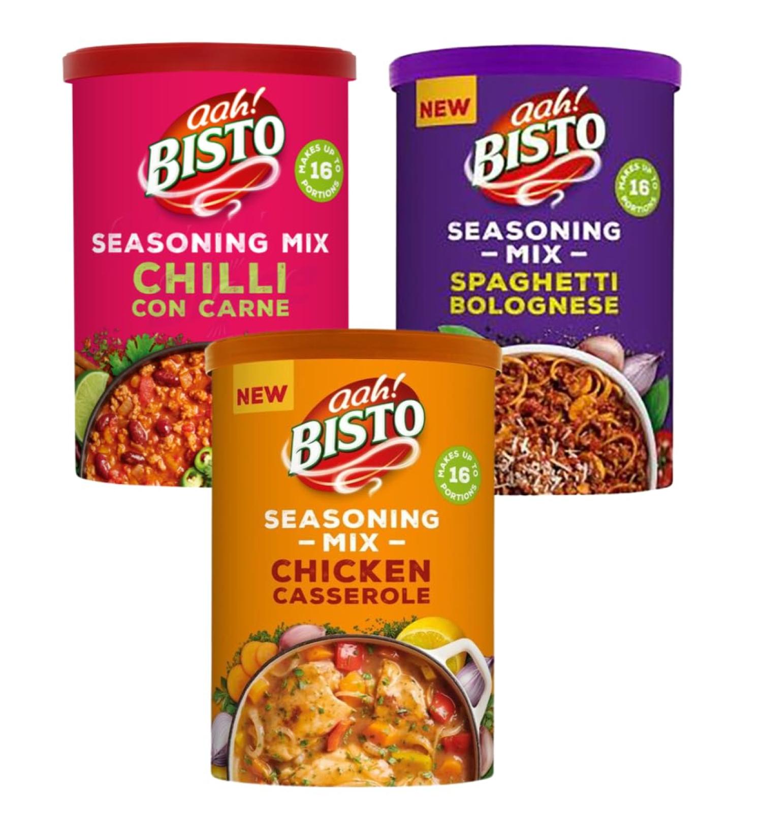 Bisto Chilli Con Carne 170g with Spaghetti Bolognese 170g & Chicken Casserole Seasoning Mix 170g (3 Pack Mixed Bundle) - Buy Online on GoSupps.com