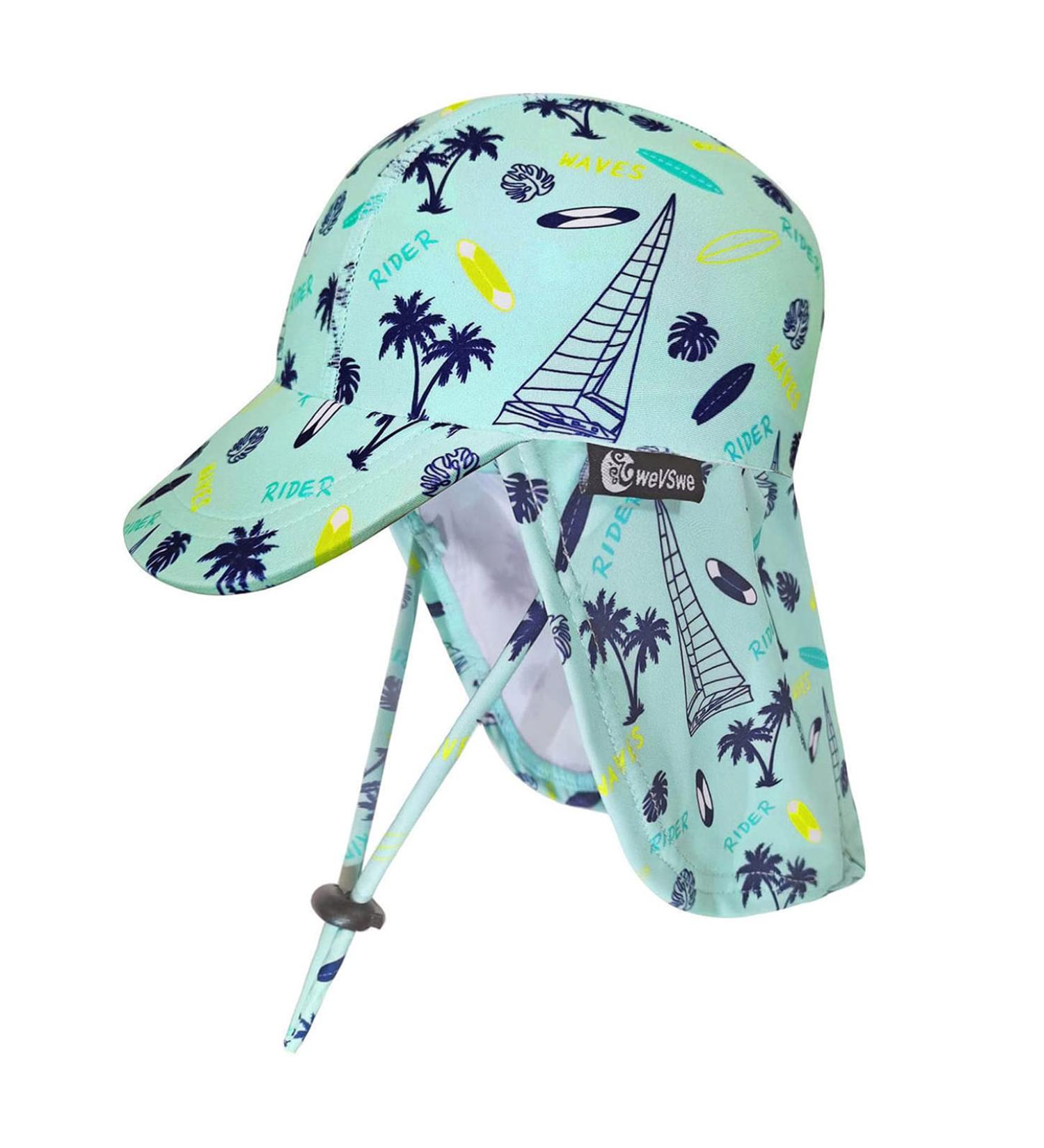 weVSwe Baby Toddler Sun Hat UPF 50+ Swim Cap Flap Neck Protection UV Sun Protection Hat - Green Surfboard - 12-24 Months - Buy Online on GoSupps.com