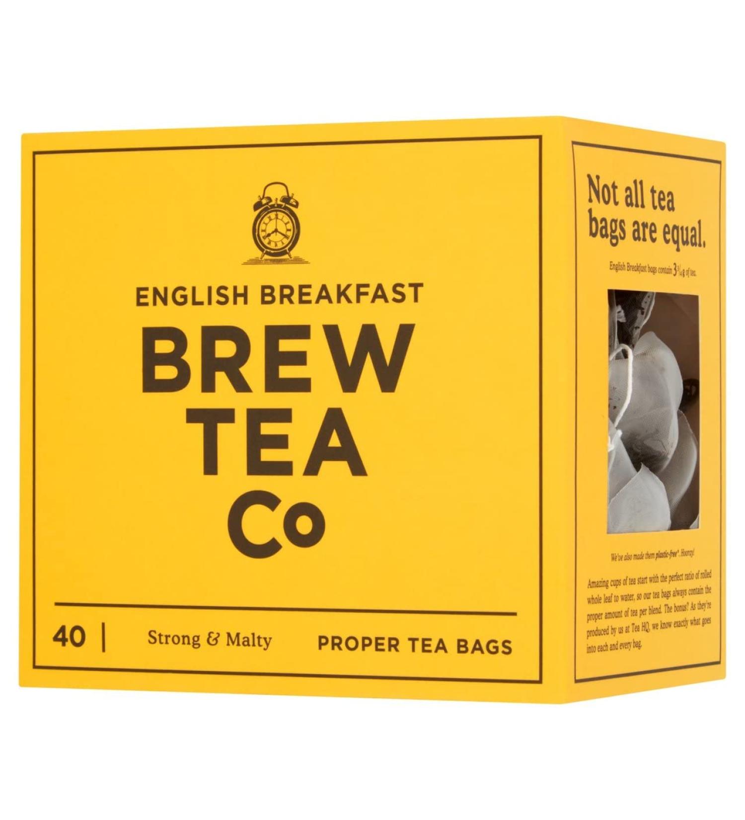 Brew Tea Co English Breakfast Proper Tea Bags - Strong & Malty - 40 Count - Buy Online on GoSupps.com