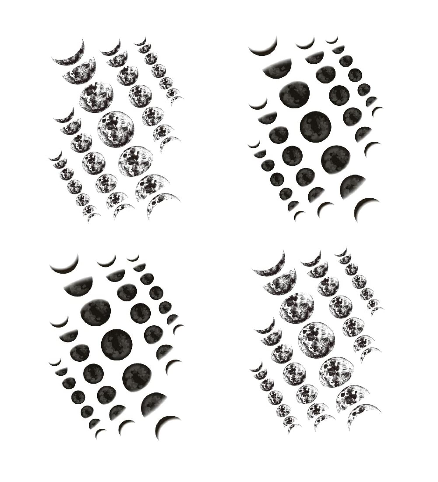 SanerLian Moon Phase Planet Temporary Tattoo Sticker Set of 4 | Waterproof Arm Hand Adult Men Women | 15X11cm (SF163) - Buy Online on GoSupps.com