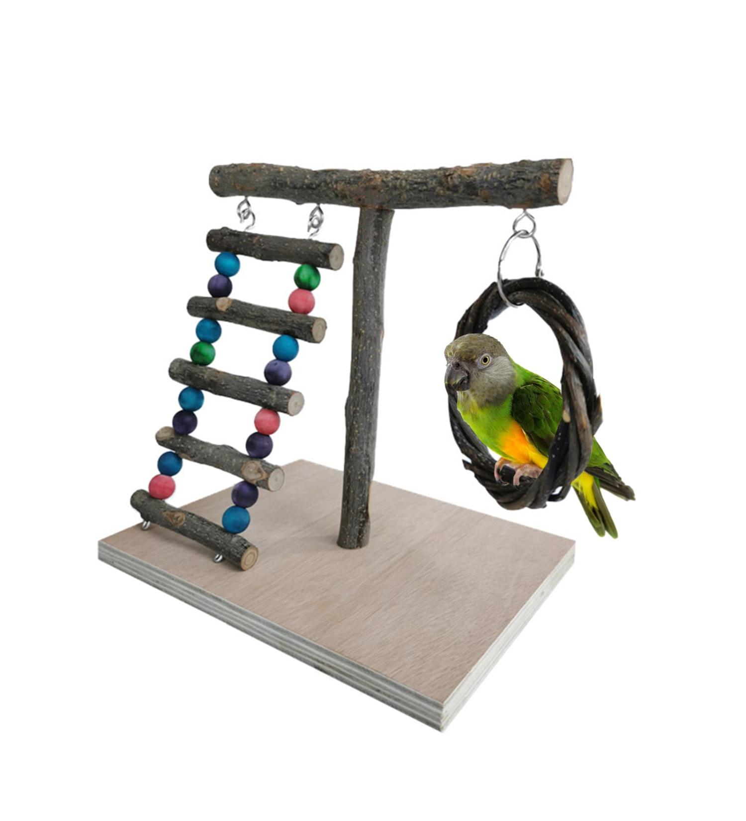 Vogel Papagies Wooden Bird Playground for Parrots & Budgerigars - Fun with Ladders & Swings - Buy Online on GoSupps.com