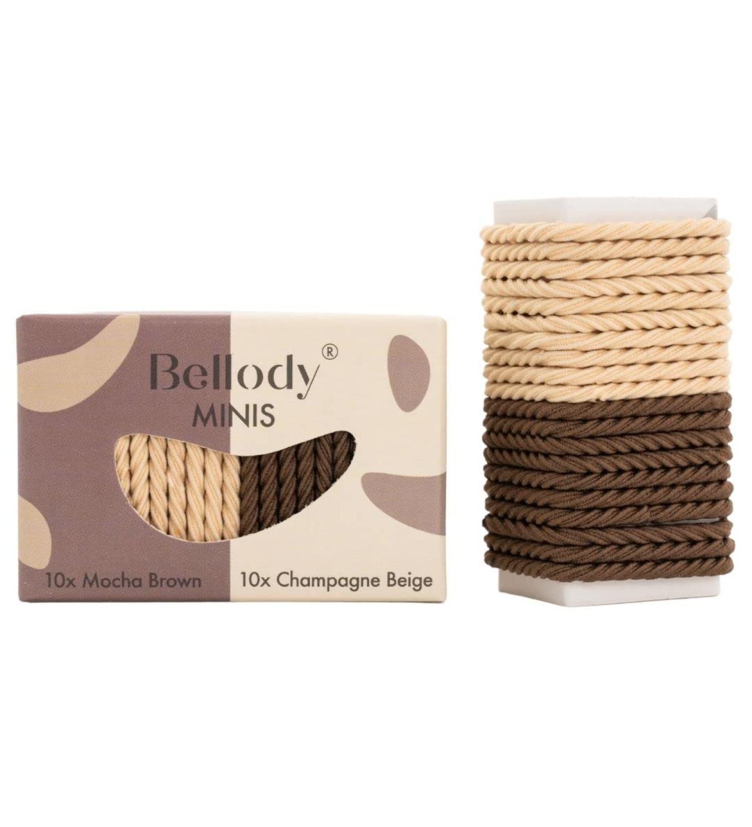Bellody Minis - Stylish Small Hair Ties for Braided Hairstyles - 20 Pack (Brown/Beige) - Women's Hair Ties in Various Colors - Buy Online on GoSupps.com