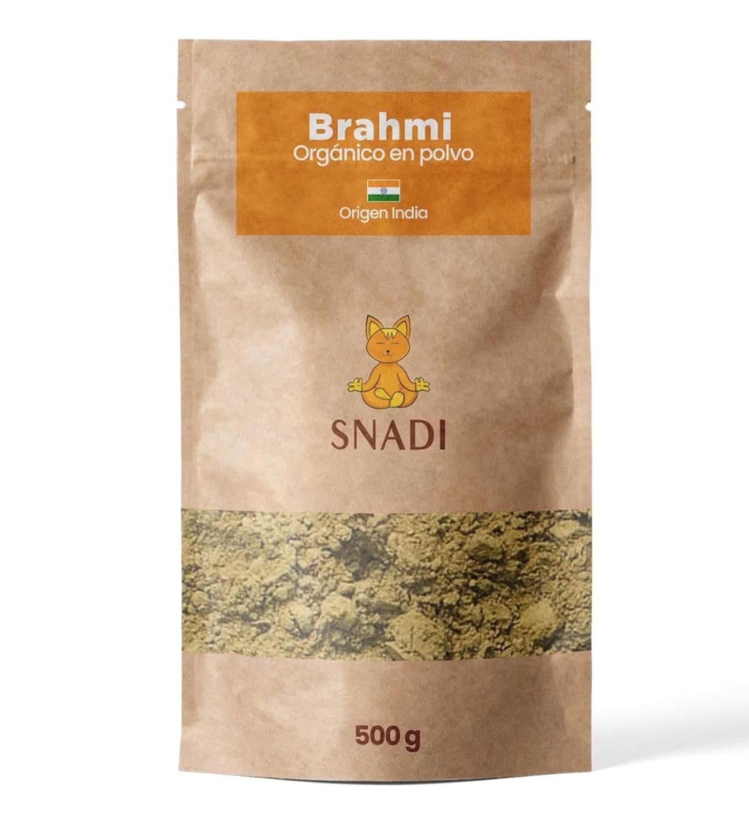 Organic Brahmi Powder 100% - 500g | Authentic Indian Herbal Supplement for DIY Cosmetics | Snadi | Eco-Friendly Dypack Bag | Bacopa Monnieri | International Shipping - Buy Online on GoSupps.com