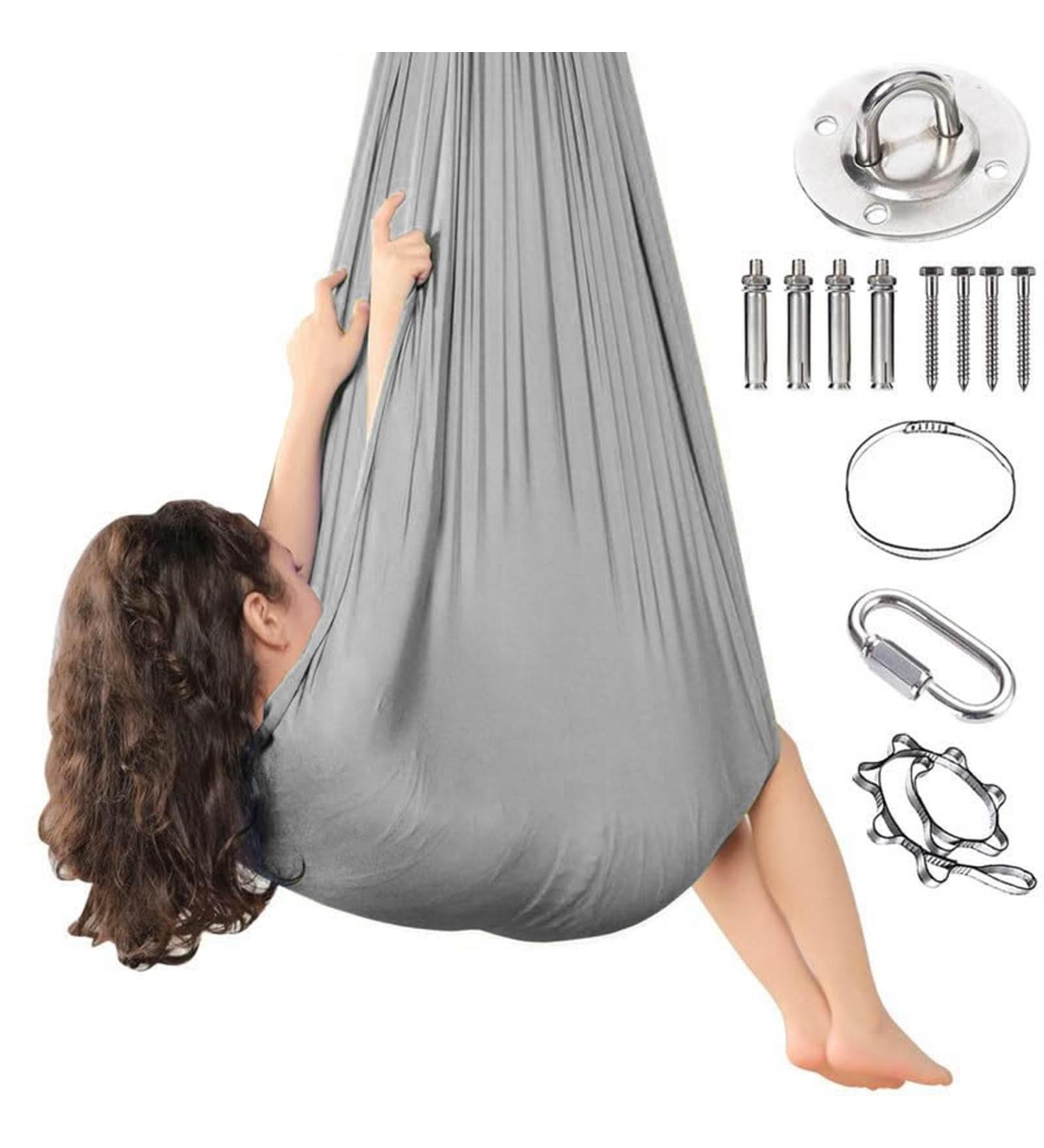 Children's Sensory Full Body Socks for Autism | Stretchy & Breathable Full-Bodied Wrap | Stress Reduction for Girls | 280x100cm Silver Gray - Buy Online on GoSupps.com