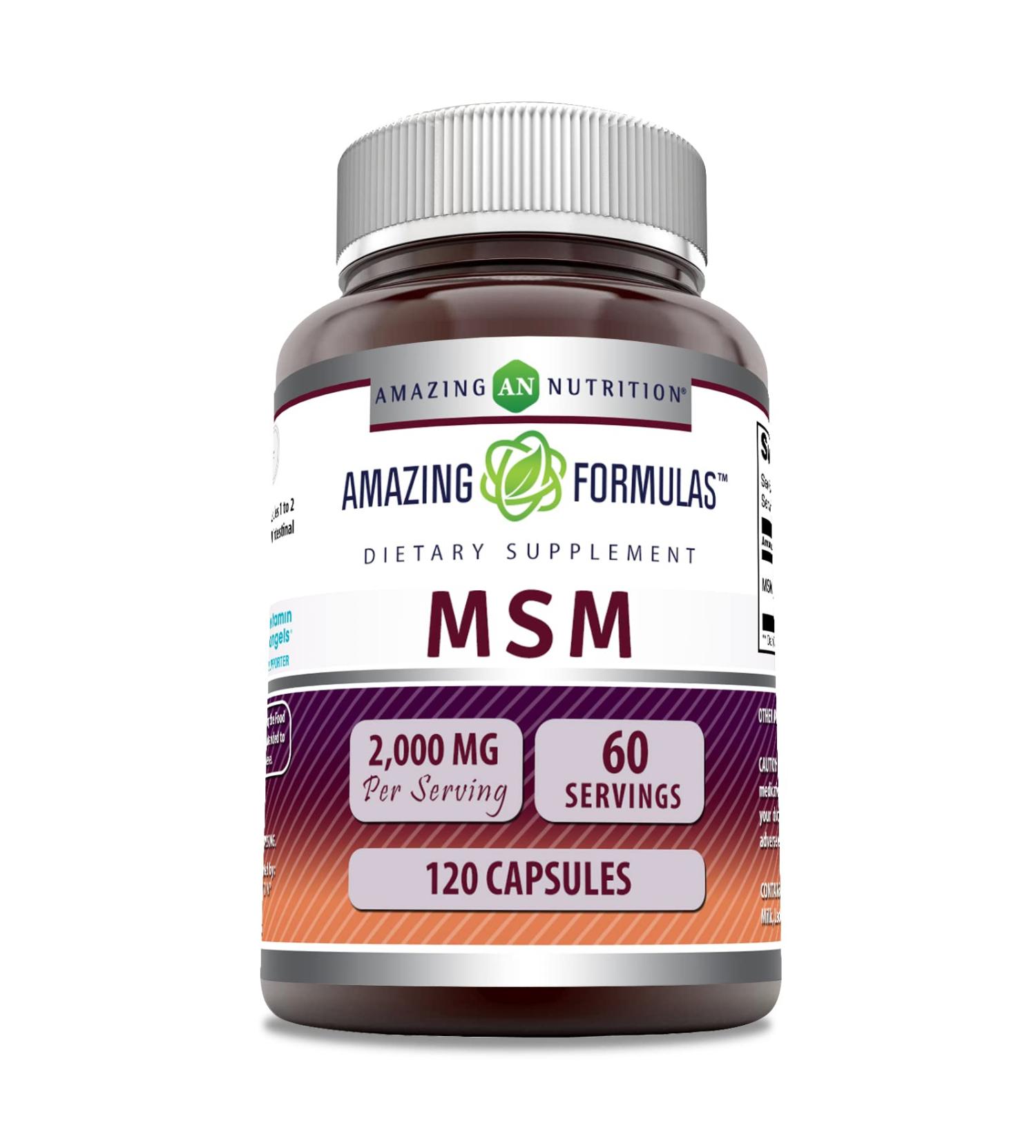 Amazing Formulas MSM Supplement 2000mg - Non-GMO Gluten Free Made in USA - 120 Capsules (1 Pack) for Joint & Skin Health - Buy Online on GoSupps.com