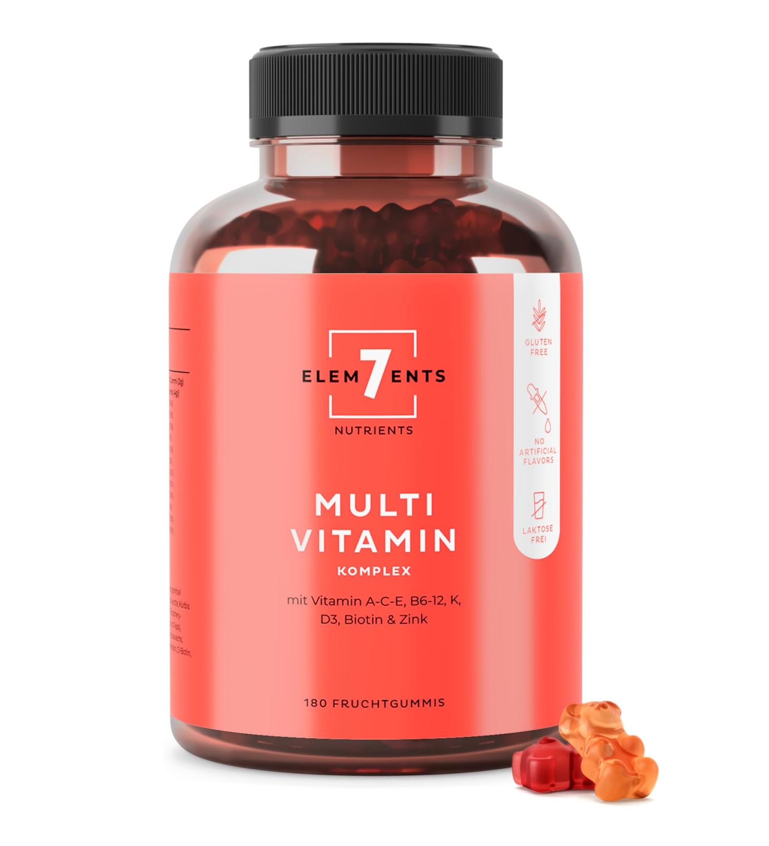 Multivitamin Gummies Fruit Gums - Natural Herbal Formula + Vitamins A B6 C D E Biotin Niacin Folate | Vitamin Gums Immune System No Additives Adults Kids - Buy Online on GoSupps.com