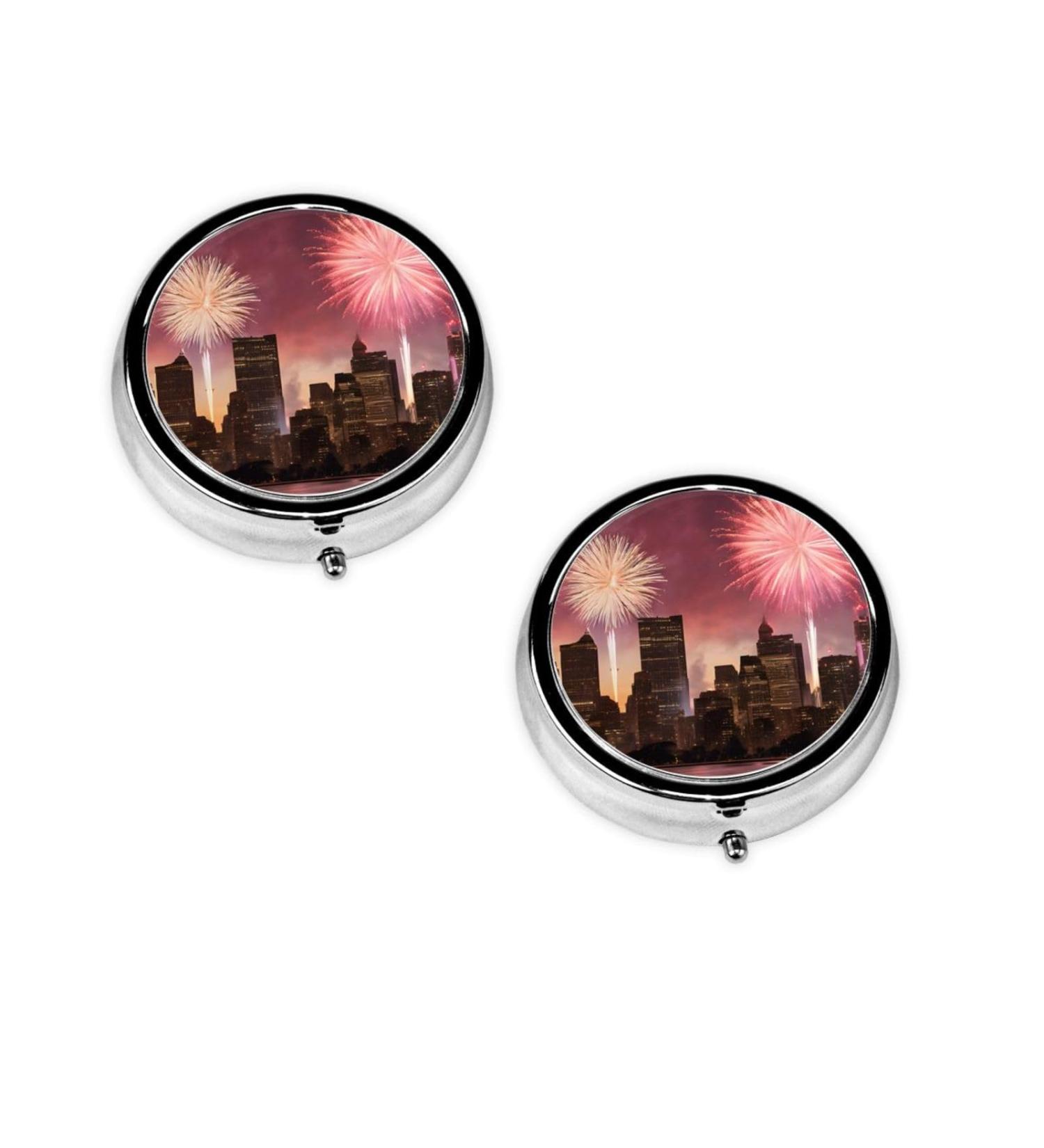 Shop Las Vegas Sunset Mini Round Pill Box | 3 Compartment Travel Organizer | Portable Medicine Case for Home & Office - Buy Online on GoSupps.com