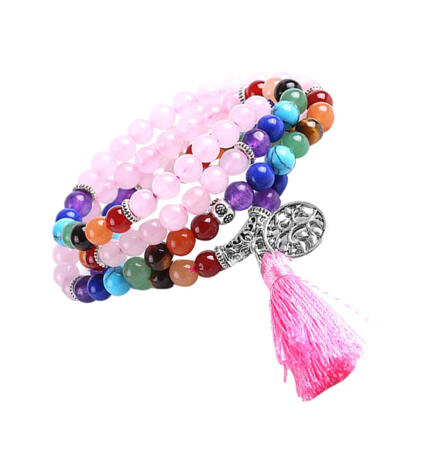 TENDYCOCO 1pc 108 Pink Crystal Bracelet Retro Chakra Mothers Day Jewelry Creative Bracelet Bohemian Feng Shui Beaded Friendship Bracelets Diamond Women's Unique Natural Stone Accessories - Buy Online on GoSupps.com
