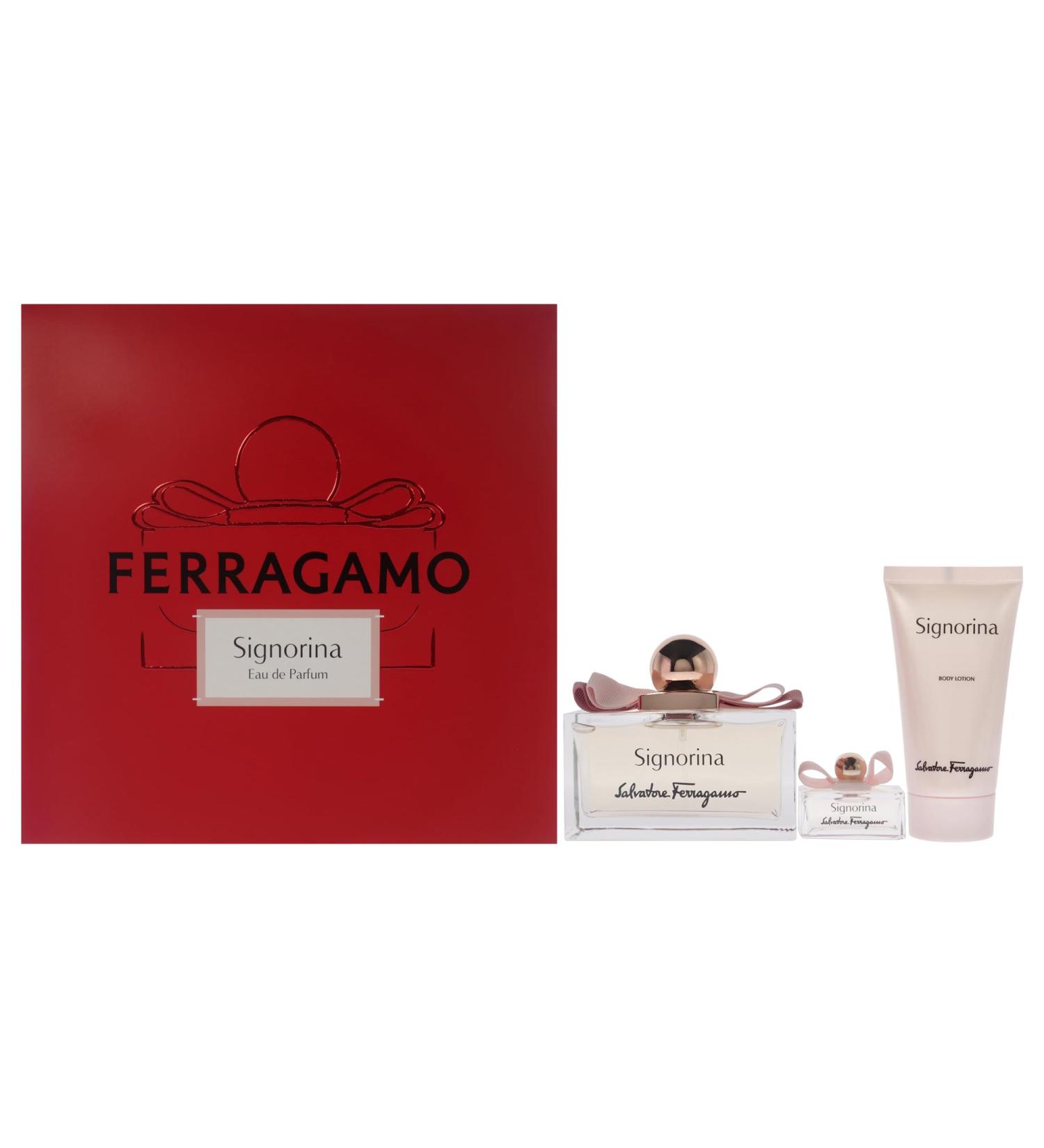Salvatore Ferragamo Signorina for Women - 3 Pc Gift Set 3.4oz EDP Spray 1.7oz Body Lotion 0.17oz EDP Spray - Buy Online on GoSupps.com