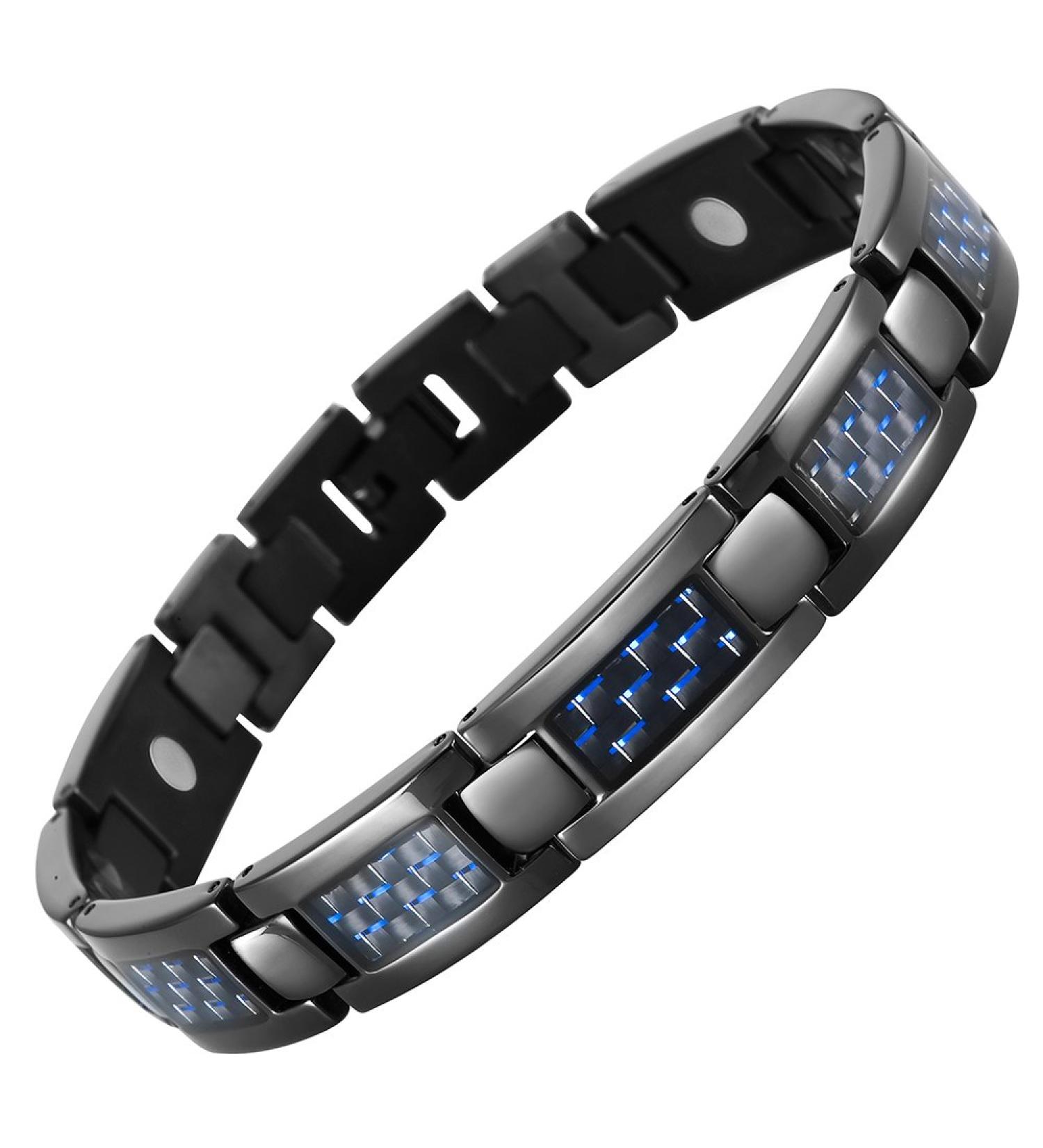 Buy Willis Judd Men's Blue Carbon Fiber Titanium Magnetic Bracelet - Adjustable Luxury & Style - International Shipping Available - Buy Online on GoSupps.com
