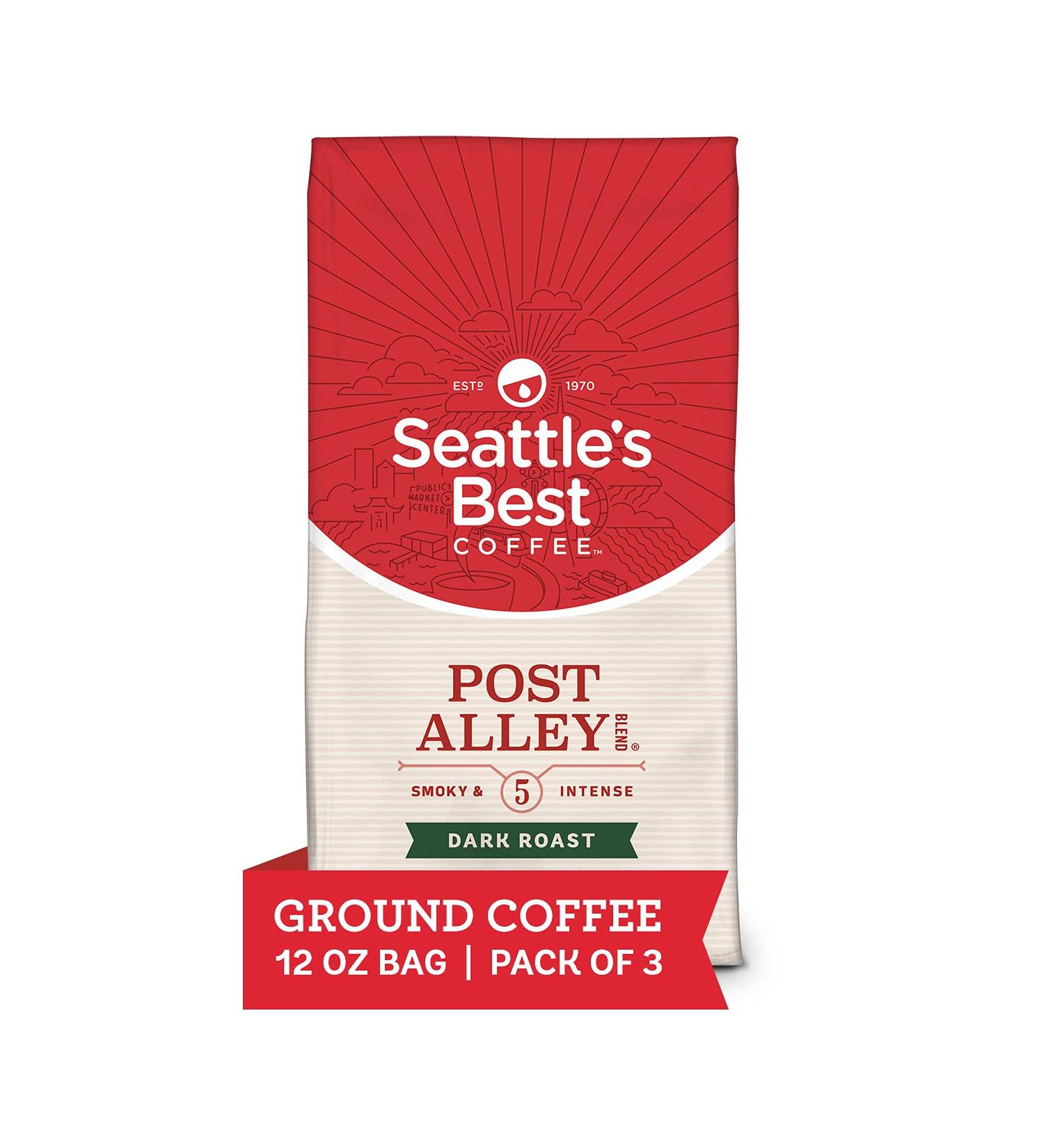 Seattle's Best Coffee Post Alley Blend Dark Roast Ground Coffee 12oz (Pack of 3) - Rich and Bold Flavor - Buy Online on GoSupps.com