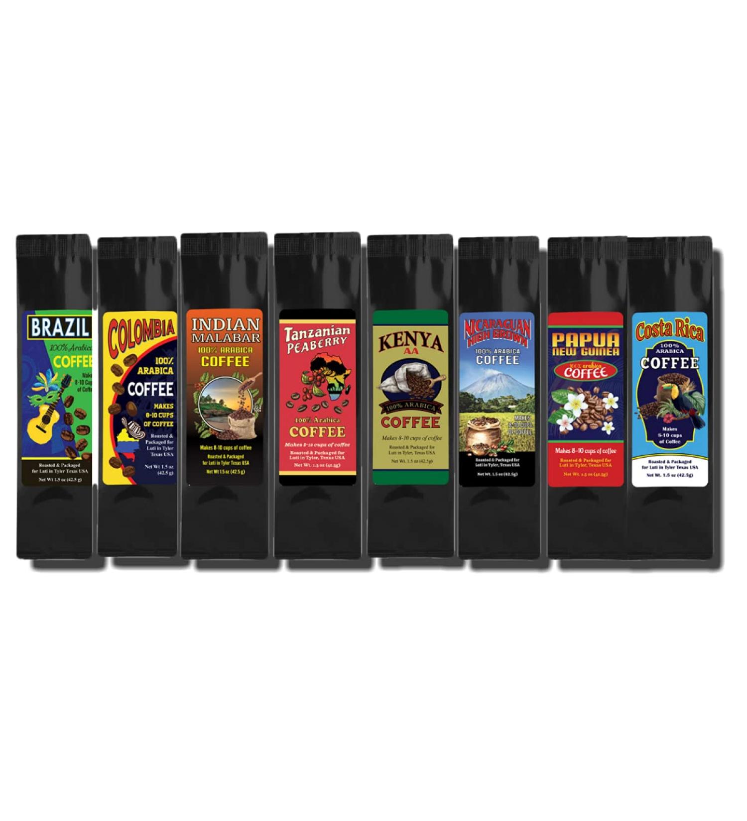 World Coffee Tour Gift Set - 8 Bags, 1.5 oz Each - Global Coffee Sampler Pack - Buy Online on GoSupps.com