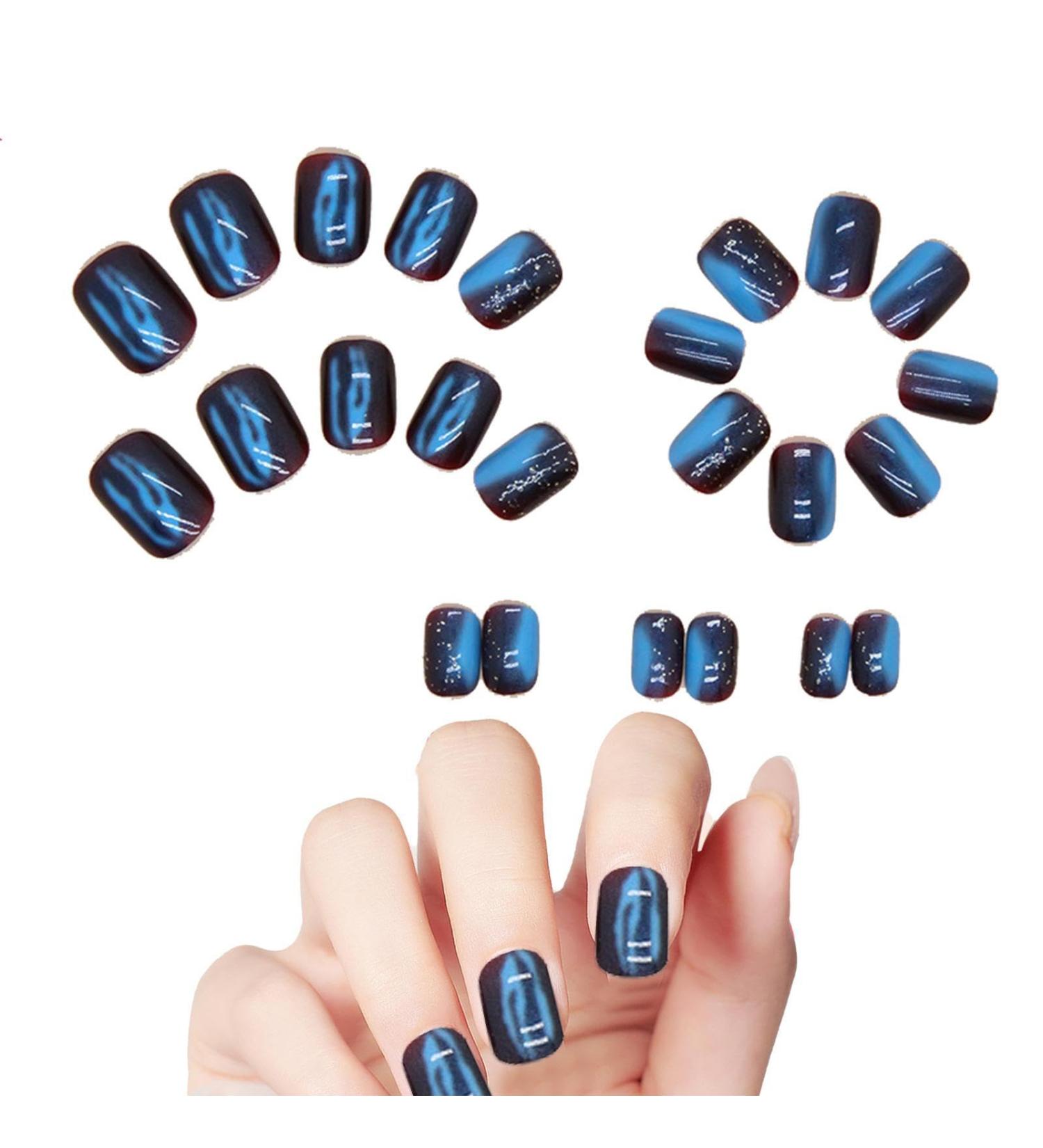 Stick on Nails - Soft Gel Press on Nails False Nail Coffin Short Glitter French Stick on Nails 12 Sizes Full Short Press Nails for Woman Girl Lencyh - Buy Online on GoSupps.com