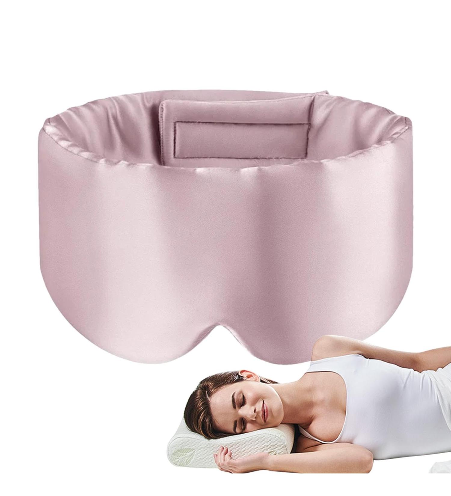 Breathable Silk Eye Mask - Adjustable Comfortable Sleep Mask with Headband - Soft Eye Sleeping Tool in Pink - Buy Online on GoSupps.com