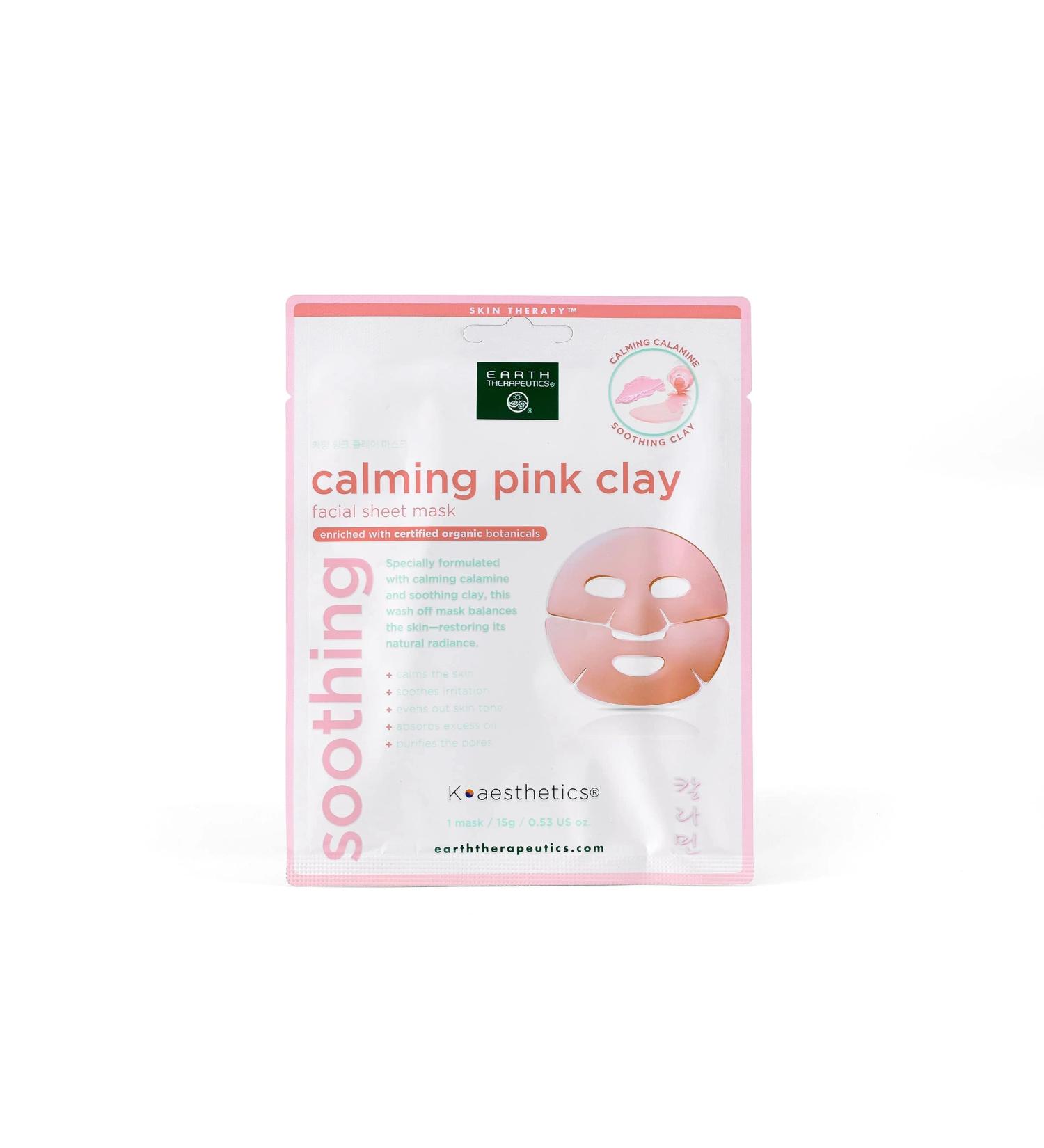 Earth Therapeutics Calming Pink Clay Facial Sheet Mask (1 Mask)