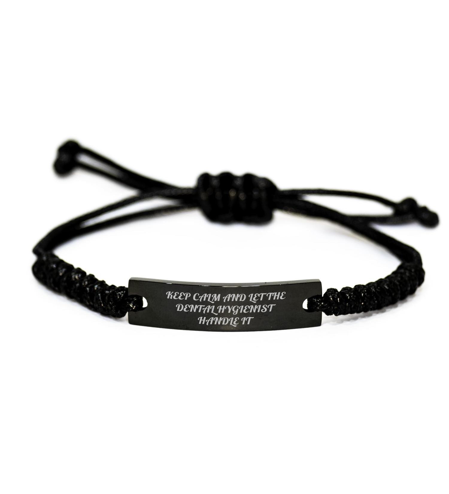 Keep Calm And Let The Dental Hygienist Handle It Unique Gifts for Dental Hygienist Christmas Rope Bracelet Adjustable Rope Jewelry