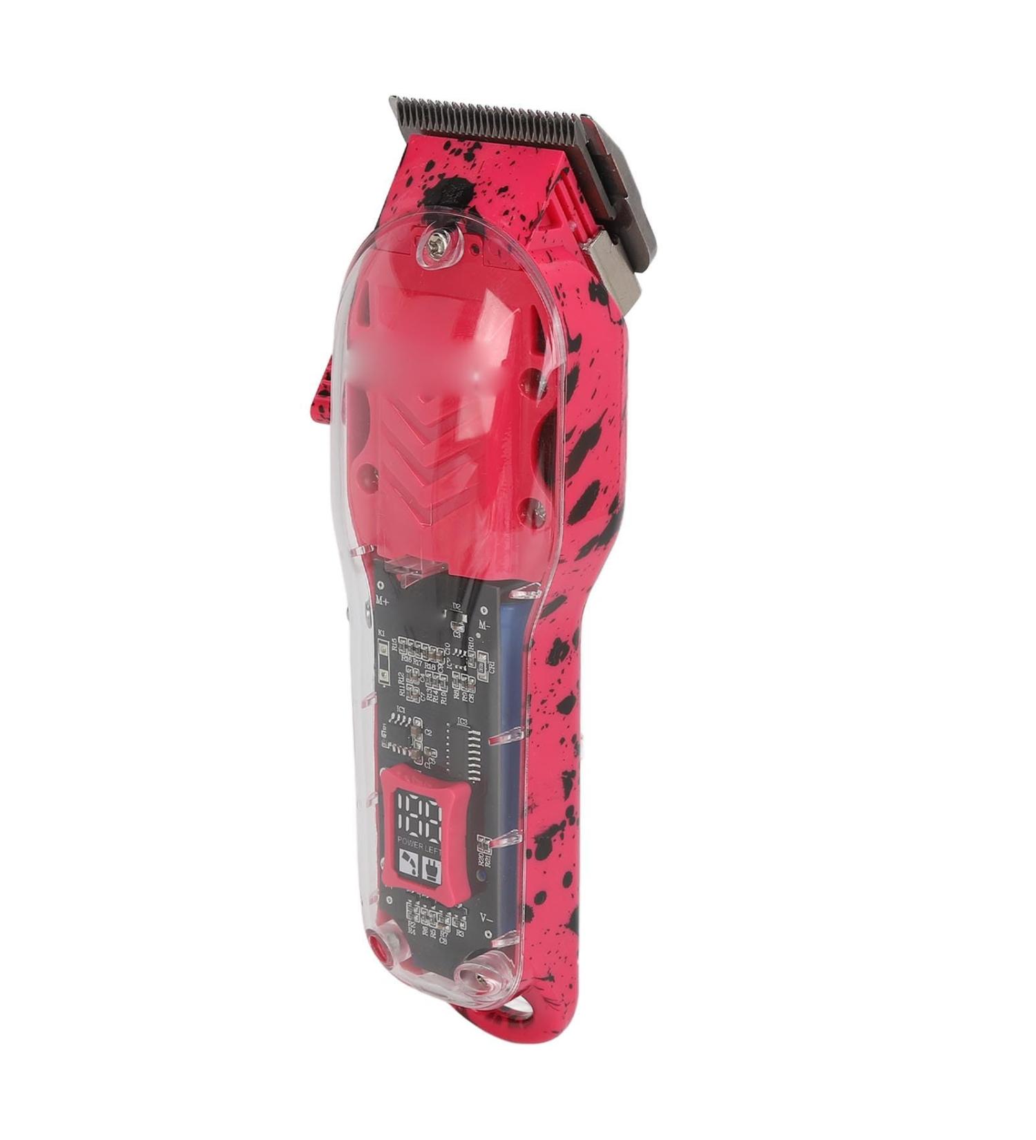 Mini Transparent Barber Clipper Professional Digital Ergonomic Curved Electric Hair Clipper with LED Display for Salon (Red) - Buy Online on GoSupps.com