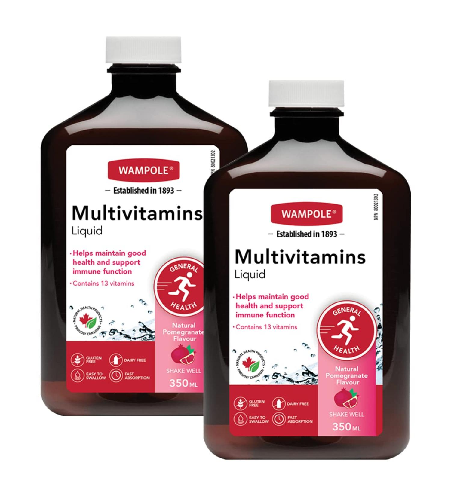 Wampole Multivitamins Liquid Adults Daily Intake Fast Liquid Absorption 350 ml (Pack of 2) - Buy Online on GoSupps.com
