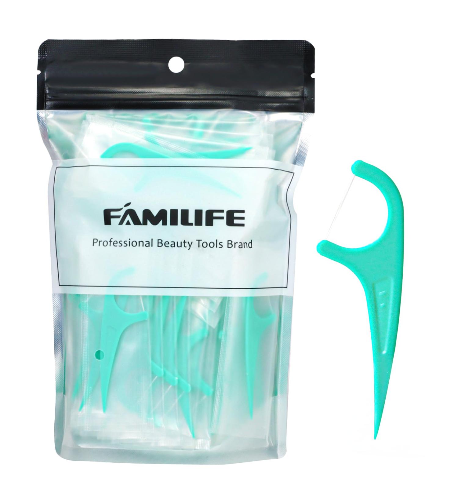 FAMILIFE Mint Dental Floss Picks - 100 Individually Wrapped Dental Flossers for Healthy Teeth & Fight Tooth Decay | Portable Floss Sticks - Buy Online on GoSupps.com