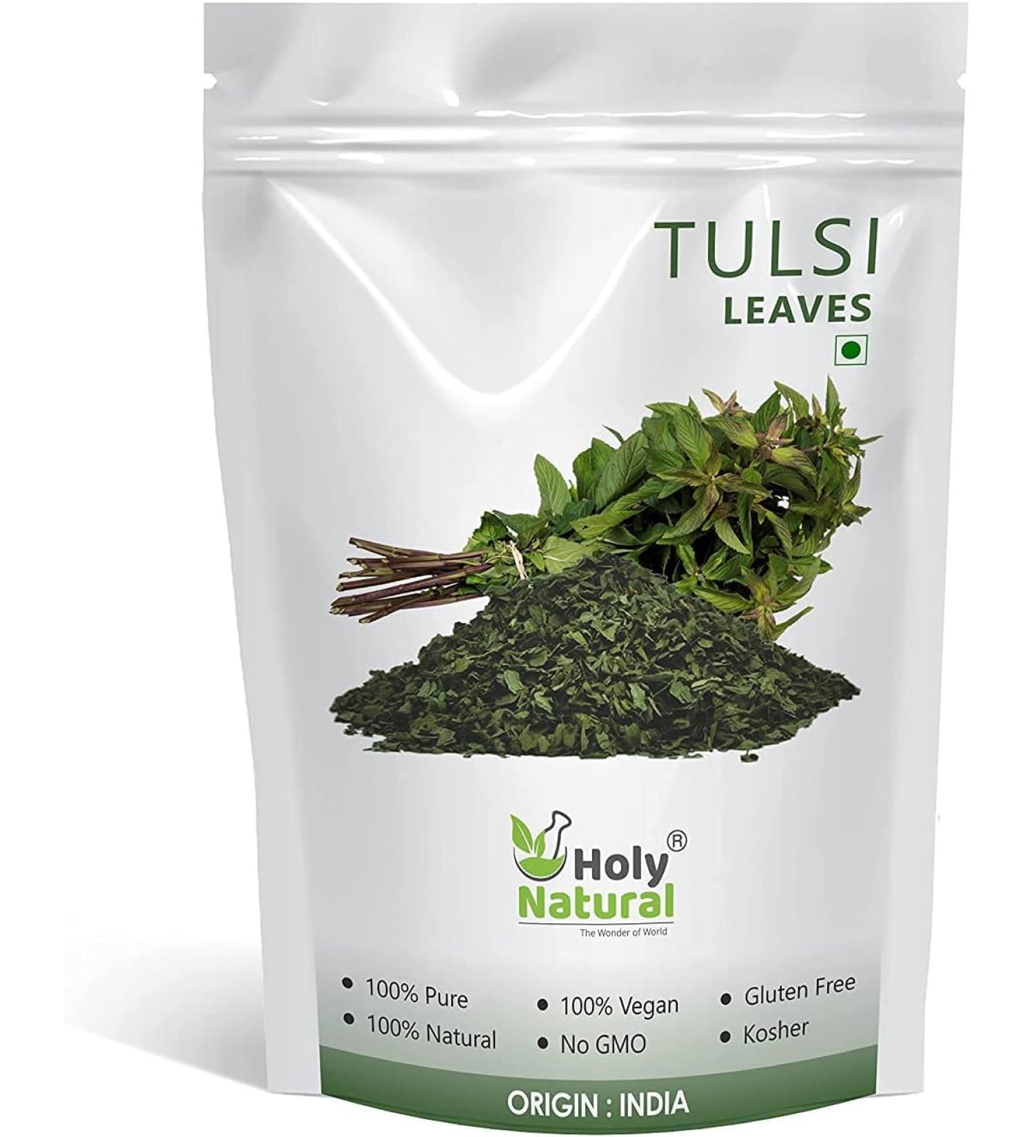 QURA Feuilles de Tulsi 100 g | Reine des herbes | Feuilles de Tulsi s ch es bourgeons de Tulsi s ch s | Feuilles de Tulsi galement appel es basilic sacr (Ocimum tenuiflorum) tulasi et basilic