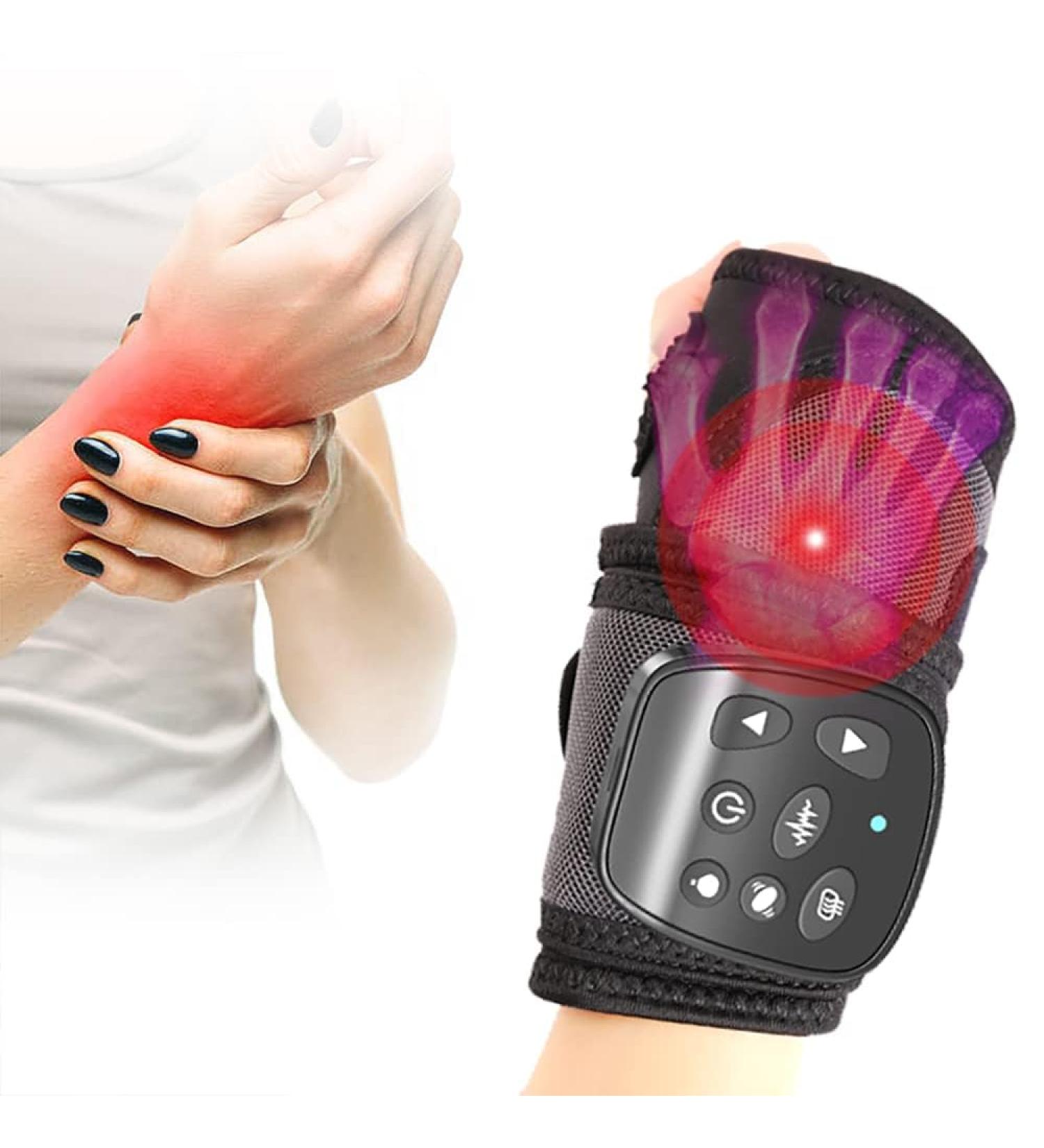 Carpal Tunnel Wrist Brace & Electric Massage Therapy | Hand Massager with Vibration Compression & Heating for Pain Relief & Tendonitis - Buy Online on GoSupps.com