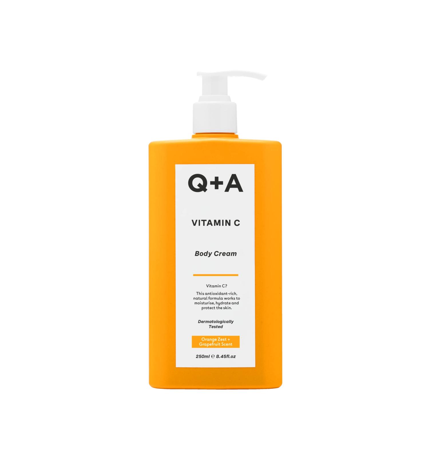 Q+A Vitamin C Body Cream - Deep Moisturization Skin Brightening & Tone Evening - 250ml - Buy Online on GoSupps.com