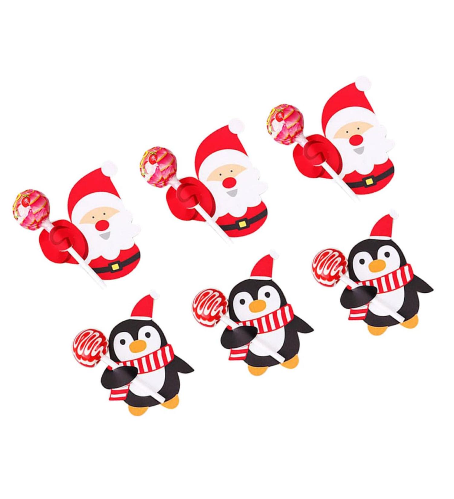  PRETYZOOM PRETYZOOM 62 Pieces Christmas Lollipop Cards Pencil Caps Ornament Decor Cartoon Paper for Lollipop Message Paper for Candy Korean Version Candy - Buy Online on GoSupps.com