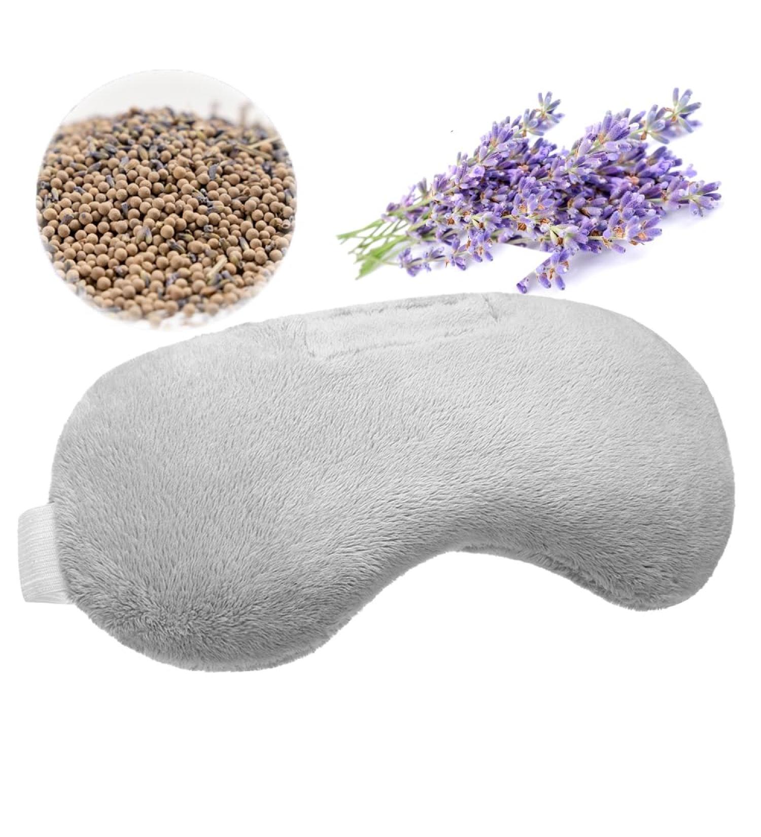 Weighted Lavender Eye Mask for Pain Relief - Hot & Cold Therapy Sleep Mask for Men & Women - Aromatherapy Eye Pillow for Dry Eyes, Migraines, Sinus Pain - Gray - Buy Online on GoSupps.com