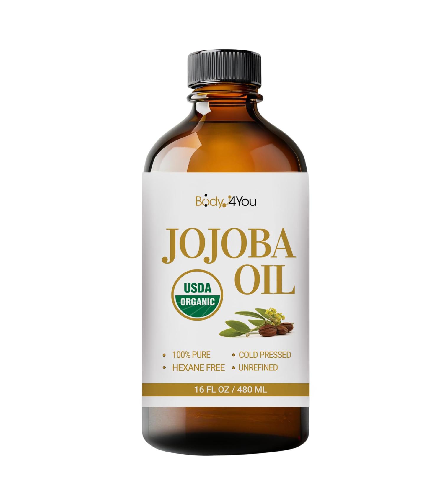 BodyJ4You Organic Jojoba Oil for Skin - USDA Organic 100% Pure Natural - Face Skin Gua Sha Facial Dermaplaning Hair Scalp Massage - Unrefined Cold Pressed Hexane Free - 16 Fl Oz 16 Fl Oz (Pack of 1) - Buy Online on GoSupps.com