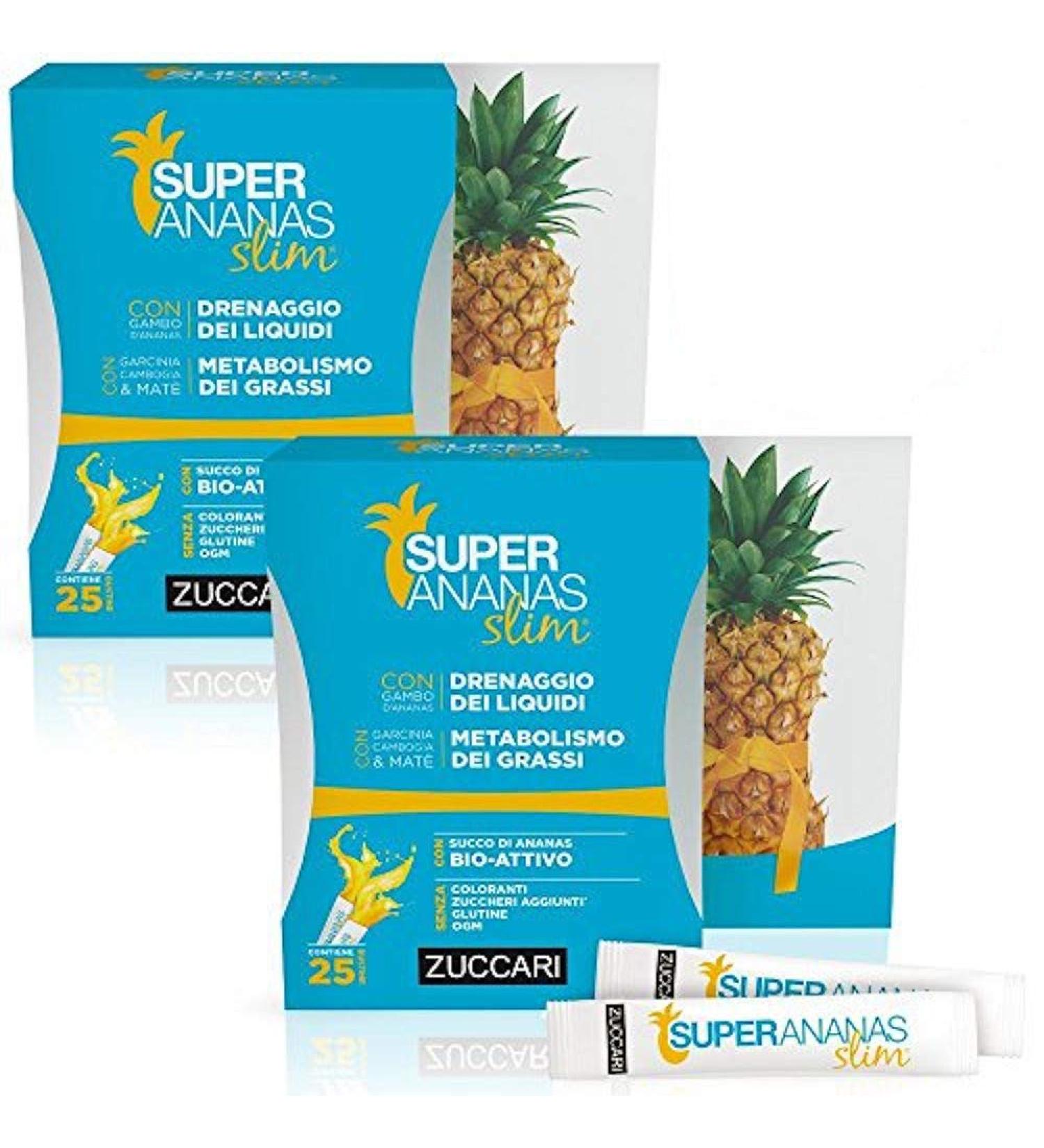 ZUCCARI Super Pineapple Slim 2 boxes of 250 ml Sugar
