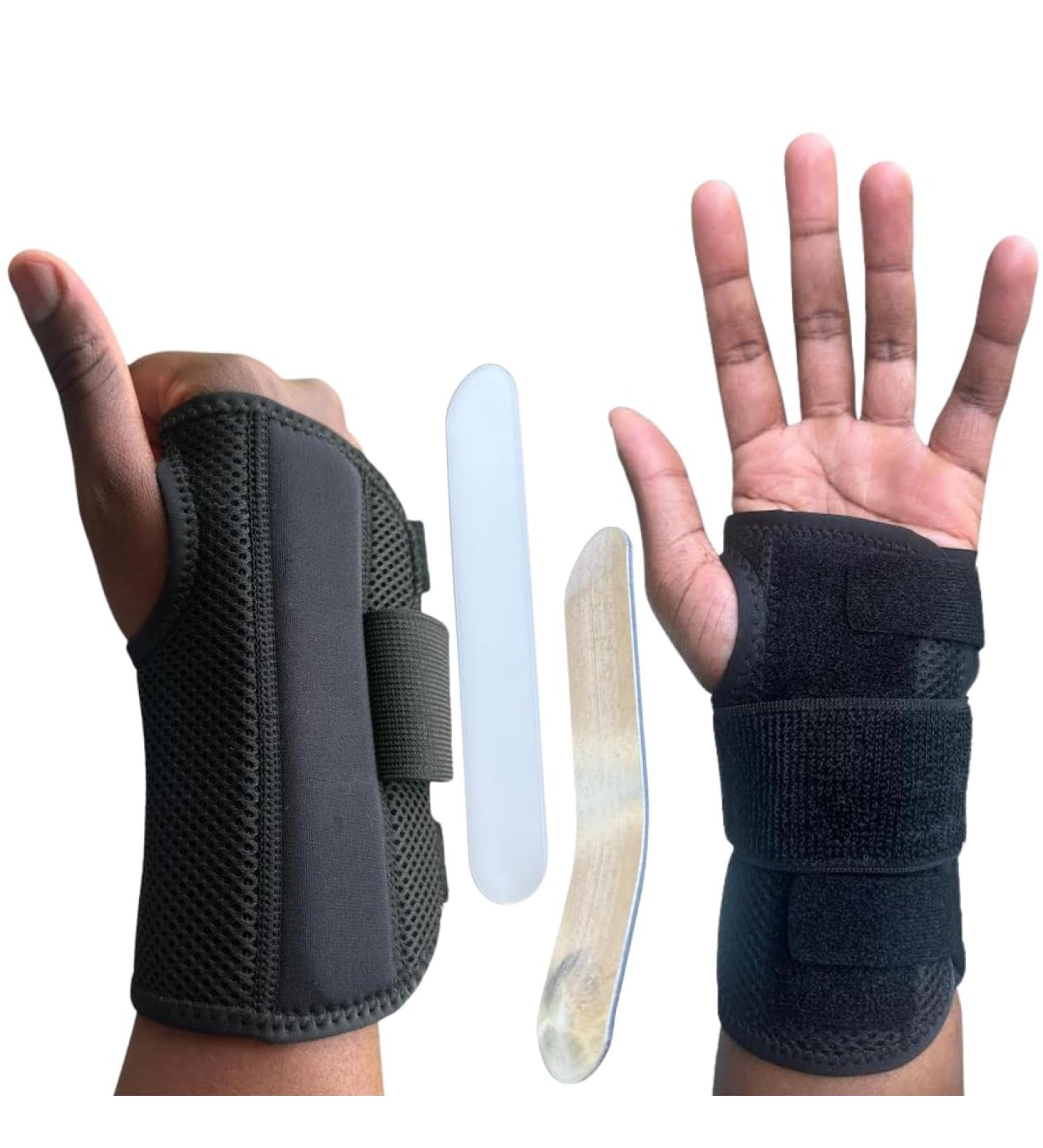 Wrist Brace 2-Way Stabilizers - Support for Carpal Tunnel Arthritis Tendonitis & Injury Relief - Right Hand Adjustable Straps - International Shipping Available - Buy Online on GoSupps.com