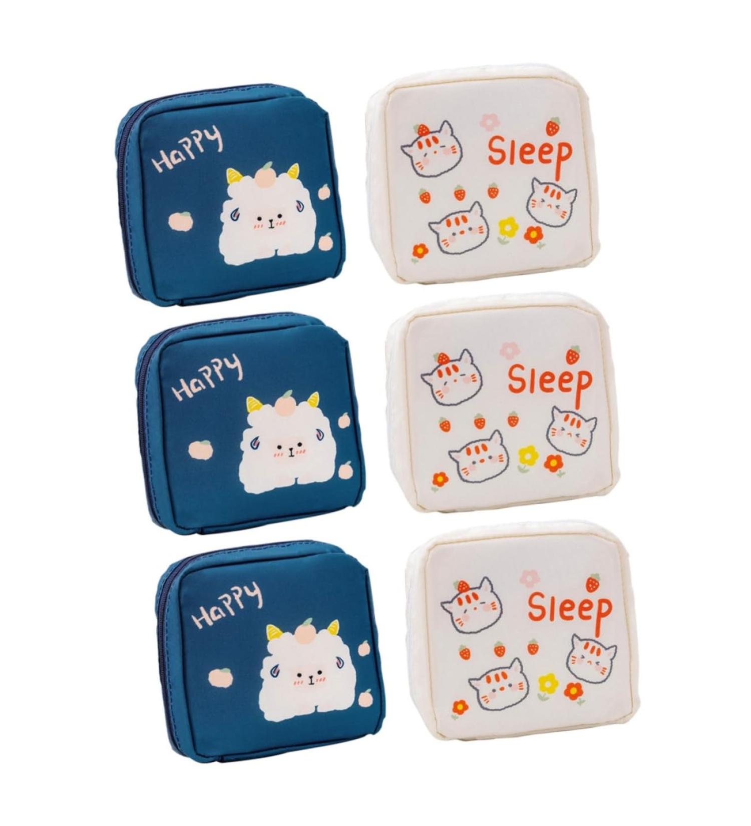 Healeved Mini Money Exchange & Makeup Bag 6-Piece Cotton Pocket Storage for Napkins Change & Essentials | Portable & Large Capacity | White Marinex 12.5x12cm - Buy Online on GoSupps.com