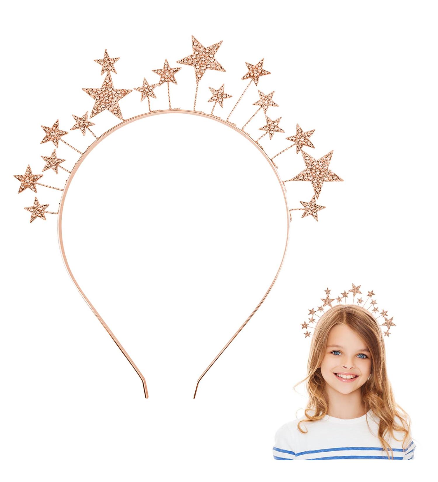 Rhinestone Star Headband Shiny Rose Gold Headpiece Elegant Star Crown & Halo Crown for Bridal & Party Hairdos Women & Girls Hair Accessories(Rose Gold). - Buy Online on GoSupps.com