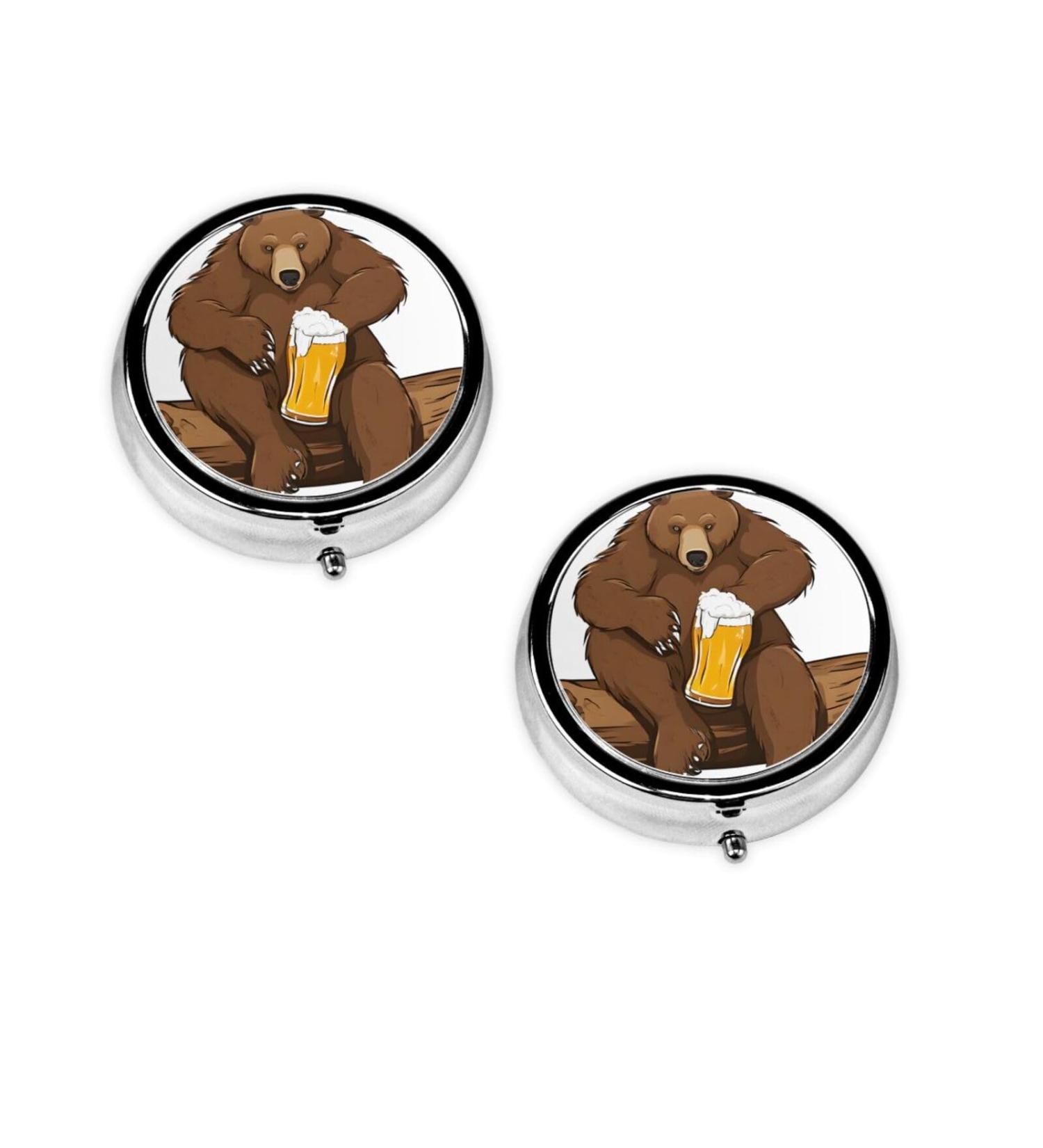 Buy Bear Working Round Pill Box - 3 Compartment Portable Travel Medicine Organizer - Buy Online on GoSupps.com