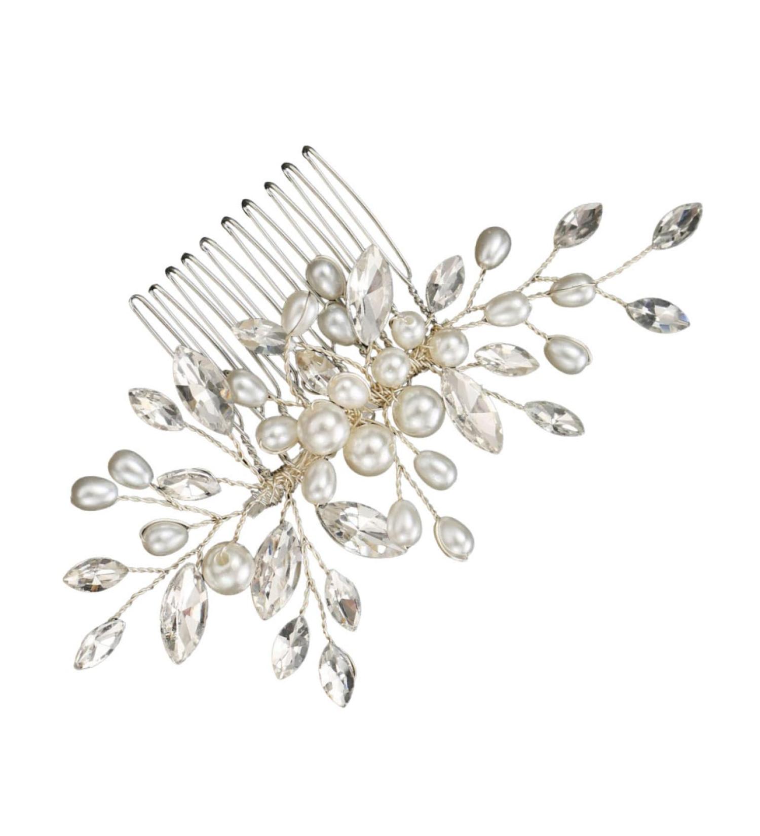 Beavorty Wedding Hair Comb Bridal Headwear Wig White Crystal Decorative Hair Comb - Buy Online on GoSupps.com
