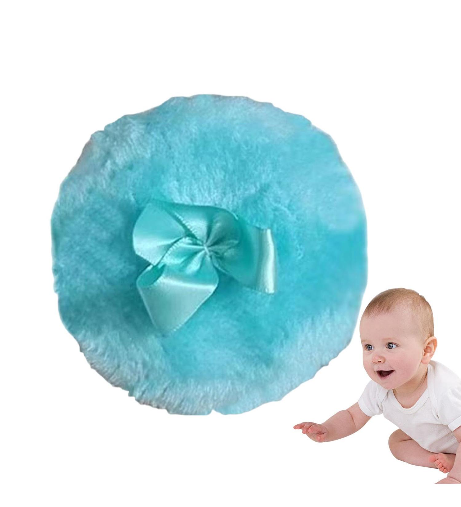 Soft Baby Powder Puff - 4 Inch Powder Puff | Body Powder Puff with Bow | Reusable Body Powder Applicator | Washable Round Face Powder Puff or Baby Child Adult Blue - Buy Online on GoSupps.com