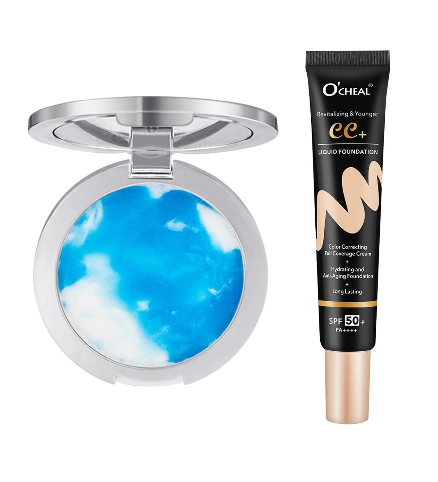 O'CHEAL Full Coverage Lightweight Natural Color CC Cream and Translucent Jelly Oil Control Concealer Setting Pressed Powder - Buy Online on GoSupps.com