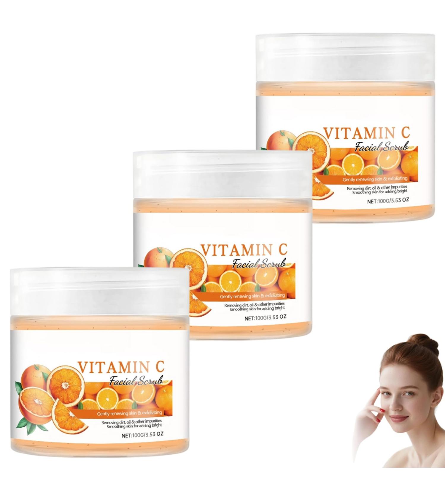  homomdy Vitamin C facial scrub brightening facial exfoliant with vitamin C for dry and oily skin reduces blackheads evens skin tone deeply cleanses and moisturizes (3 pcs) - Buy Online on GoSupps.com