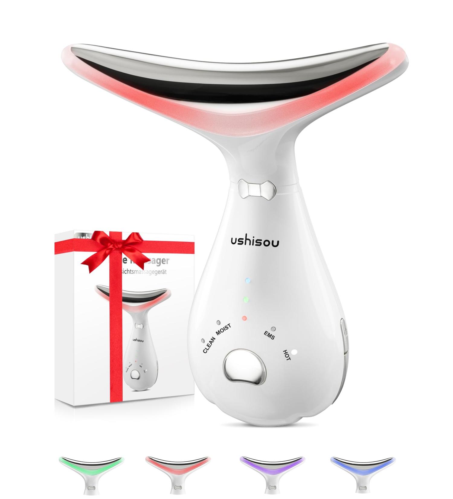 Anti-Wrinkle Facial Massager: Electric Double Chin Facial Massager 4 LED Colors EMS Thermal 45 C 3 Mode Lifting Massage  - Buy Online on GoSupps.com