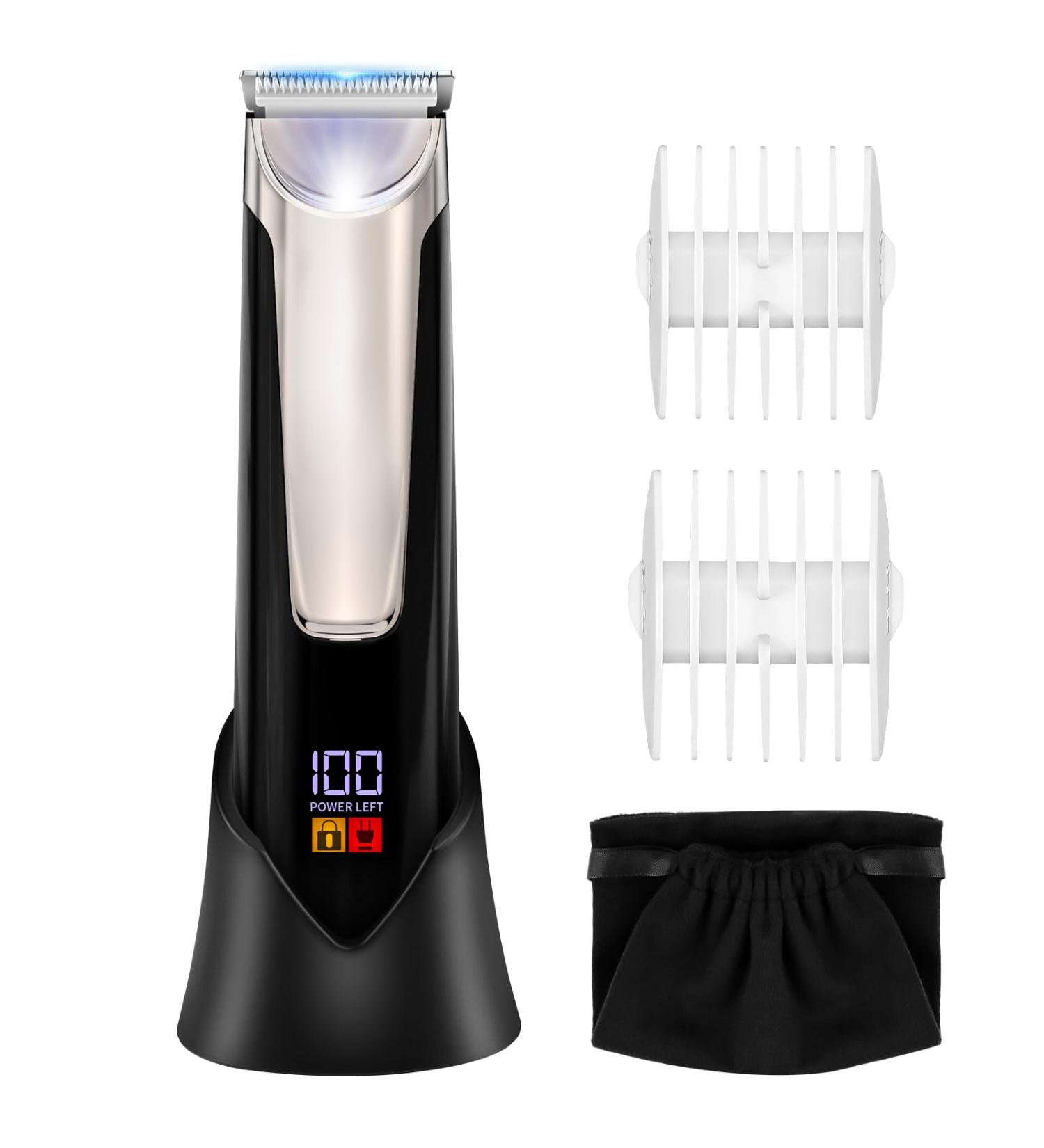 Body Hair Trimmer for Men | Waterproof Electric Groin Shaver with LED Light - Male Grooming Kit - Buy Online on GoSupps.com