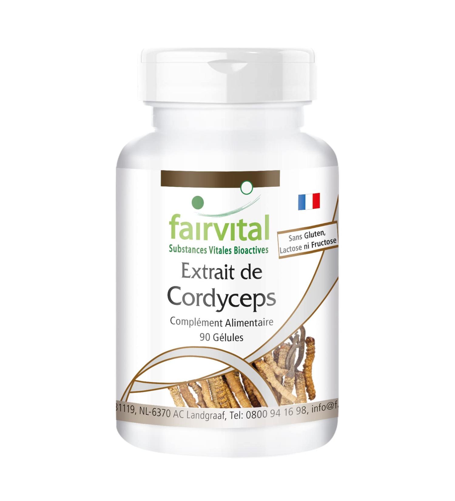 Fairvital | Cordyceps Extract 500mg Highly Dosed - 90 Capsules - Cordyceps Sinensis - Standardized to 40% Polysaccharides - Buy Online on GoSupps.com
